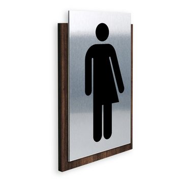 Kreative Feder Hinweisschild "Toilette unisex / divers" - modernes Business-Schild aus Holz und Alu, für Innenräume; ideal für Büro, Schule, Universität