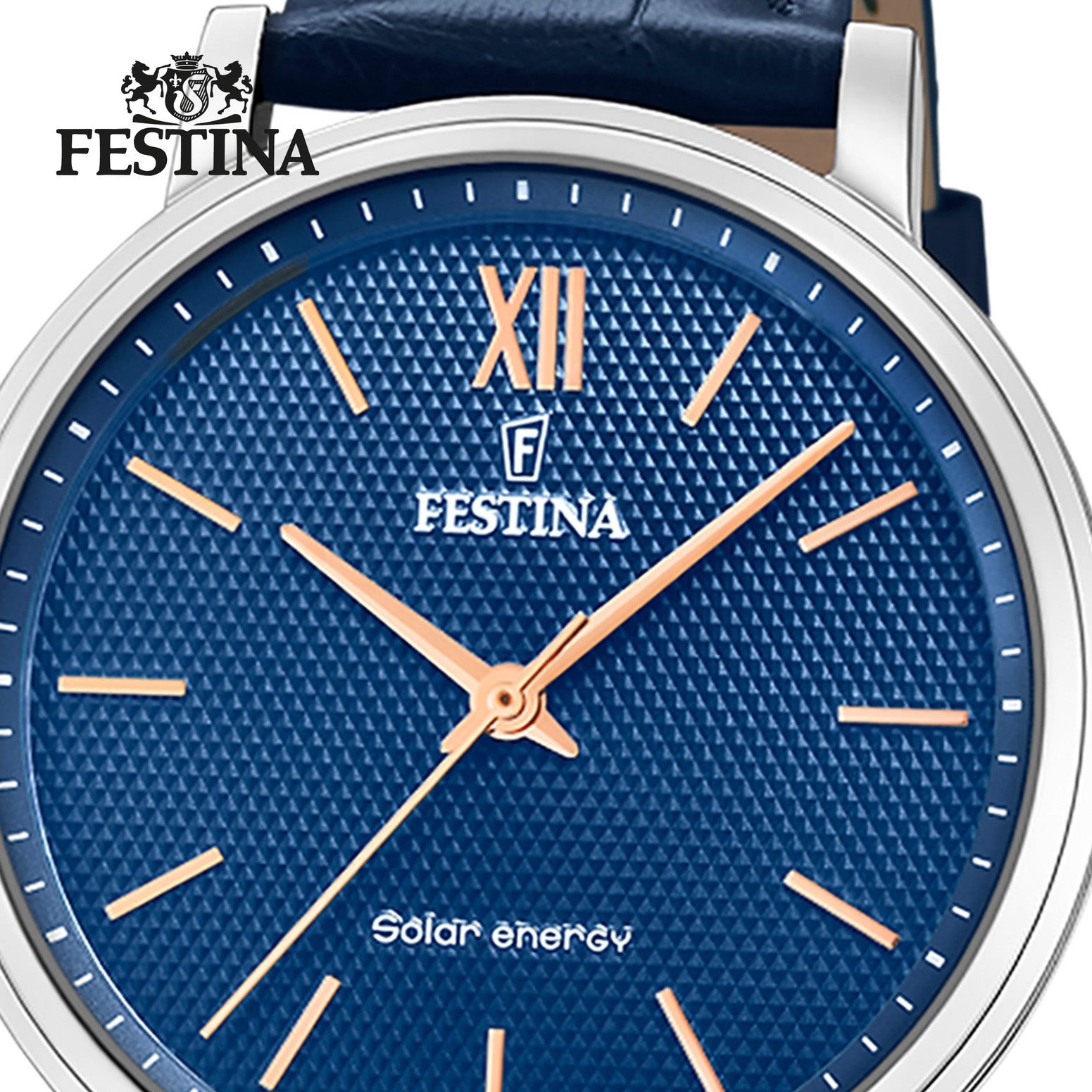Festina Solaruhr Festina Herrenuhr Leder blau Festina, (Solaruhr), Herren Solaruhr rund, Lederarmband blau, Luxus