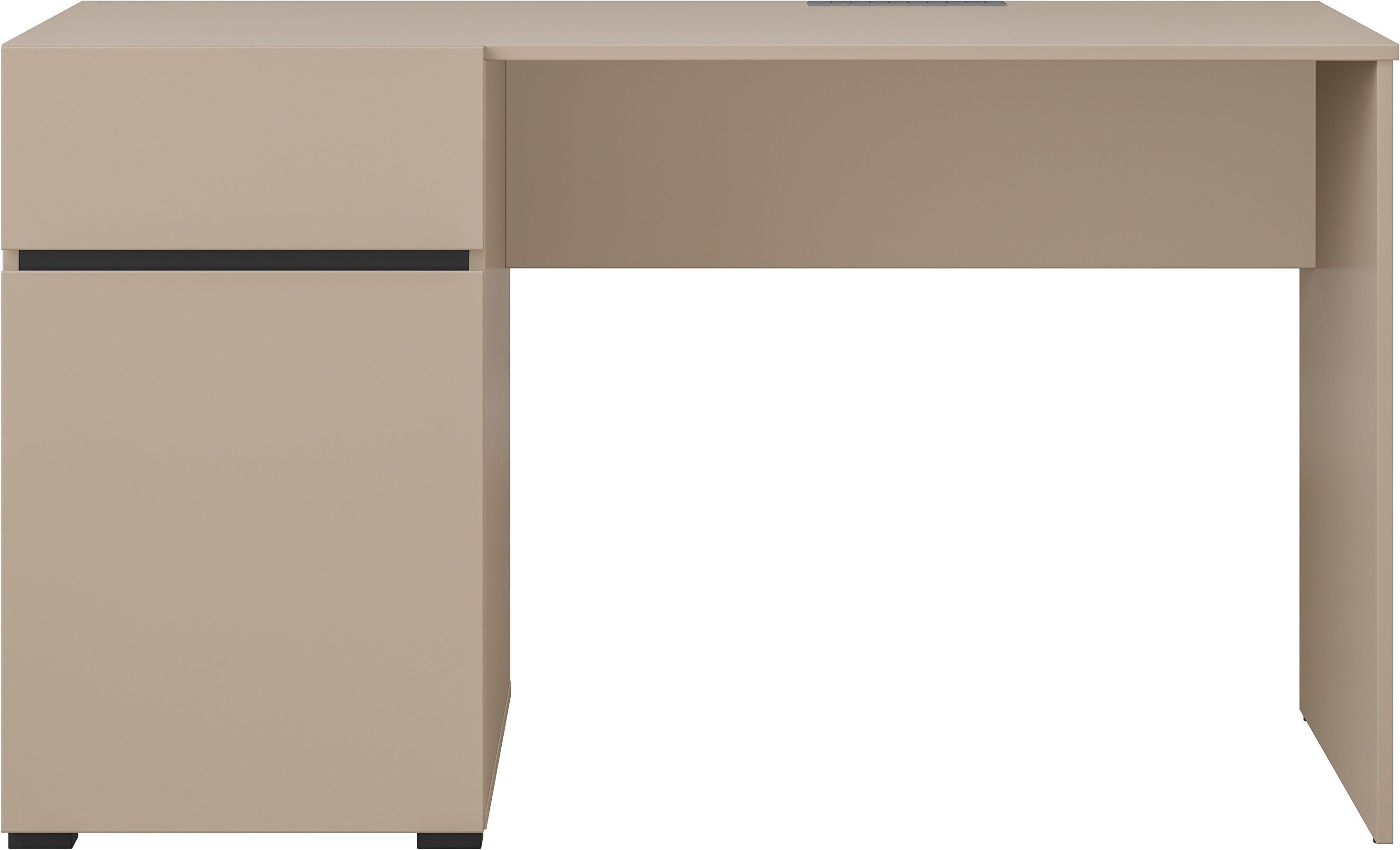 OTTO home Schreibtisch Cross, Breite 130 cm, praktischer Computertisch, Bürotisch mit 1 Schublade und Tür, Tischplatte mit Kabeldurchführung