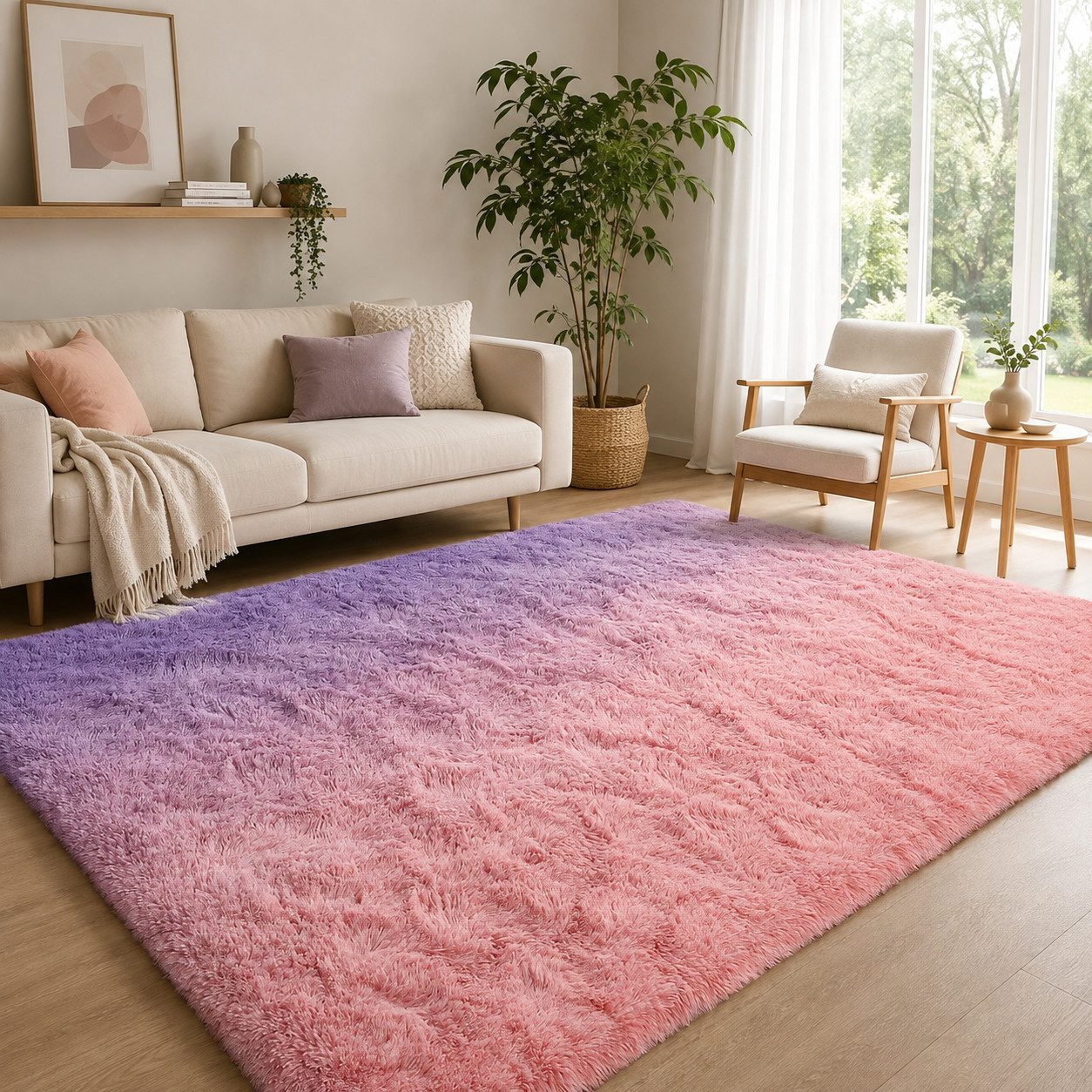 Lochas Hochflor-Teppich Hochflor-Teppich weich & kuschelig für Wohnzimmer und Schlafzimmer