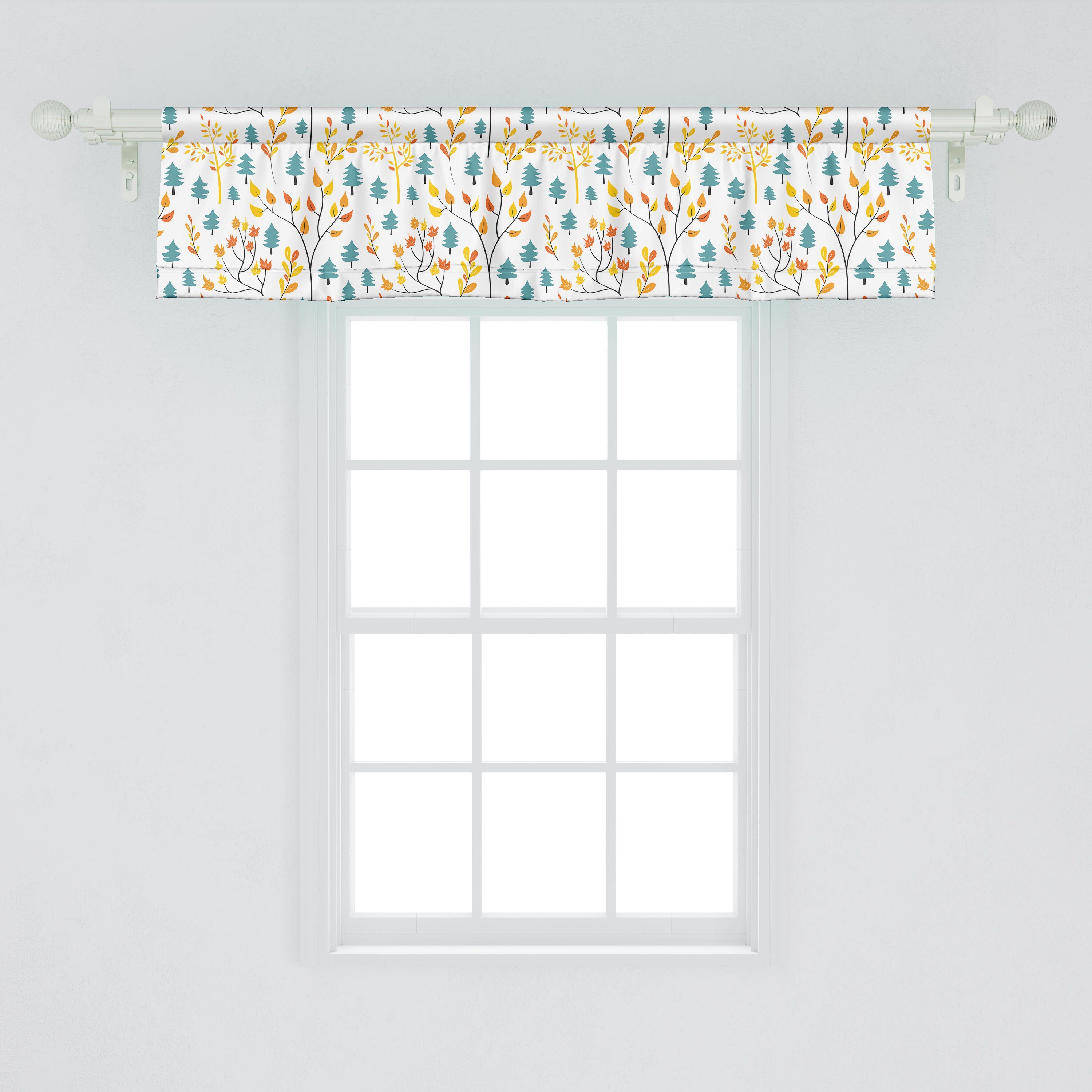 Scheibengardine Vorhang Volant für Küche mit Leafage von Fallen Doodle Microfaser, Schlafzimmer Dekor Stangentasche, Abakuhaus, Herbst