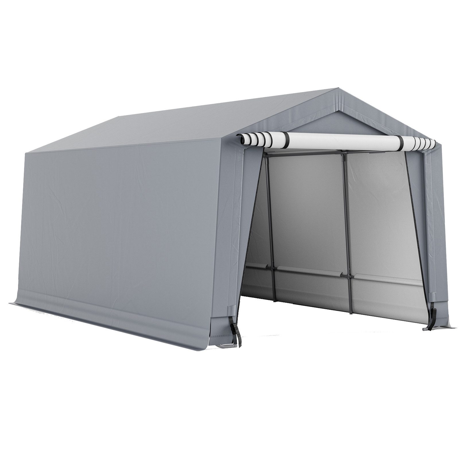 COSTWAY Einzelcarport Garagenzelt, mit Türen, mobile