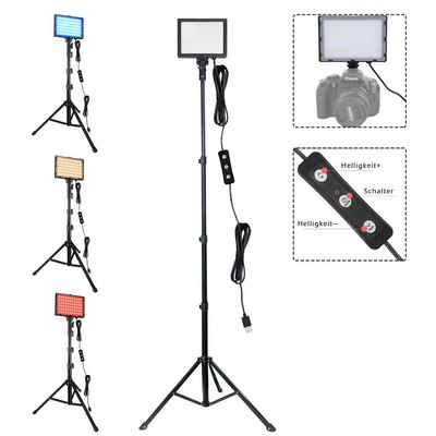 AUFUN Videoleuchte 2x USB LED Videoleuchte Fotolicht 5600K Dimmbar Kamera Licht mit Kabel, mit Verstellbarem Handy Stativ für Selfie, Live, Streaming, Youtube