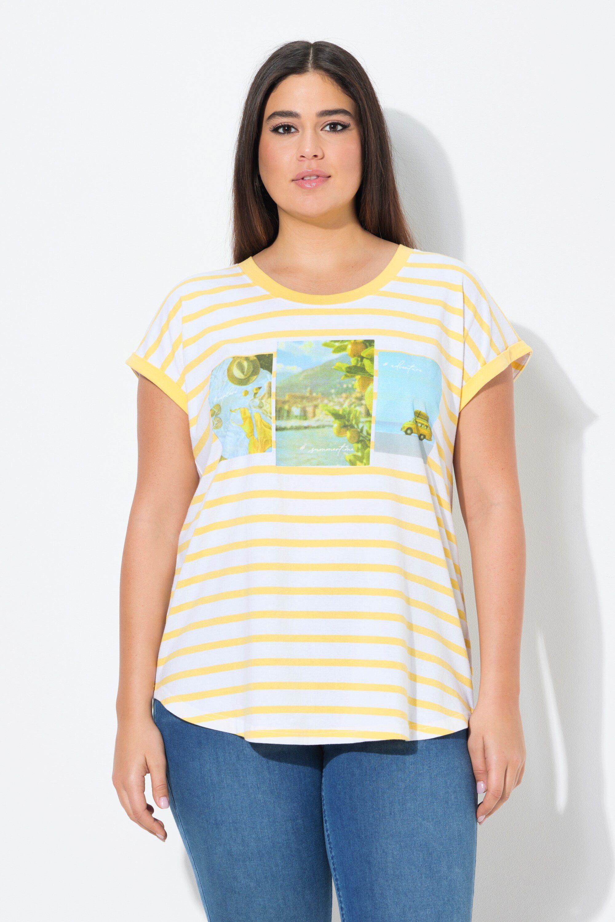 Ulla Popken T-Shirt Shirt Ringel Oversized günstig online kaufen