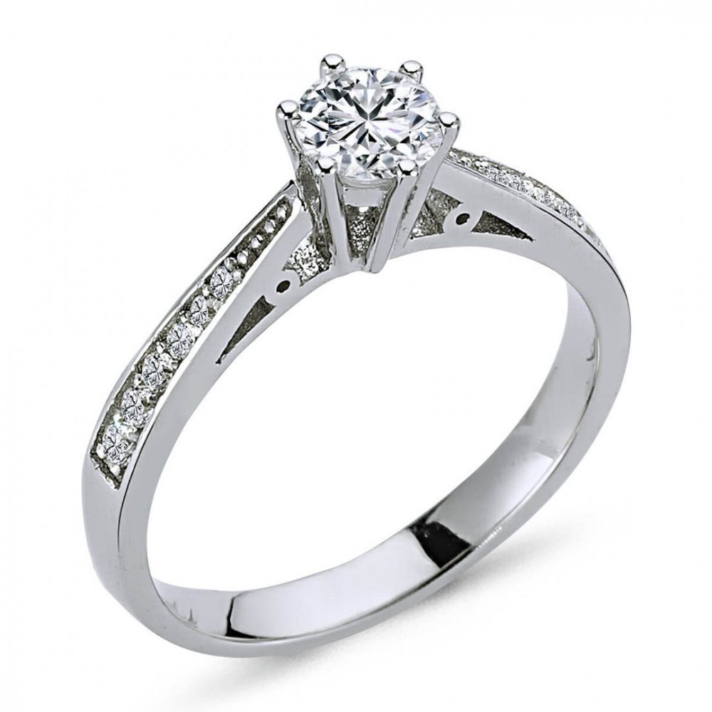 EinStein Diamant Verlobungsring 0,50 Carat Diamant Solitär Ring Meisterstück 14 Karat Weißgold