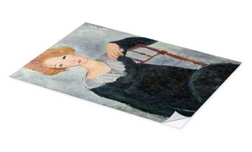 Posterlounge Wandfolie Amedeo Modigliani, Frau mit roten Haaren, Wohnzimmer Malerei