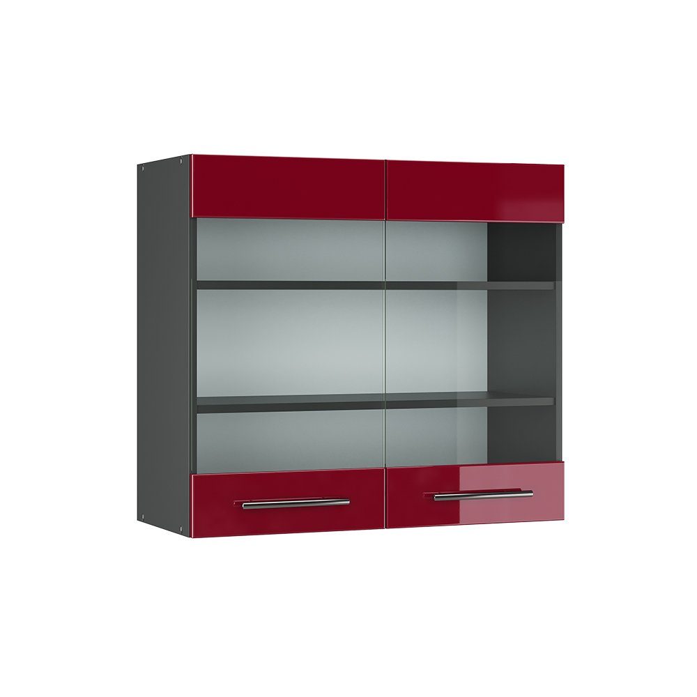 Vicco Glashängeschrank Fame-Line, Bordeaux Hochglanz/Anthrazit, 80 cm (1-St)