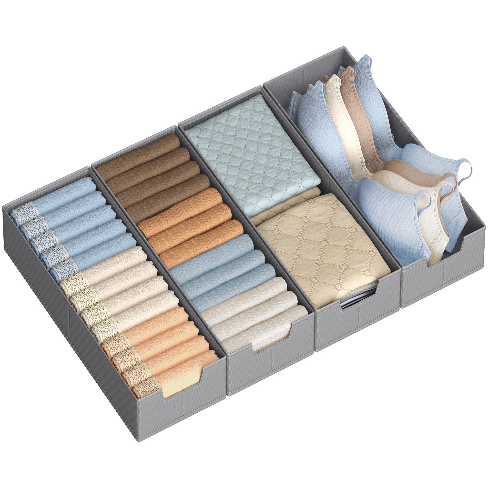 SONGMICS Aufbewahrungsbox Schubladen-Organizer, faltbar, Schrank-Organizer, 50 x 22 x 10 cm, für Unterwäsche und Socken, Schrank-Organizer