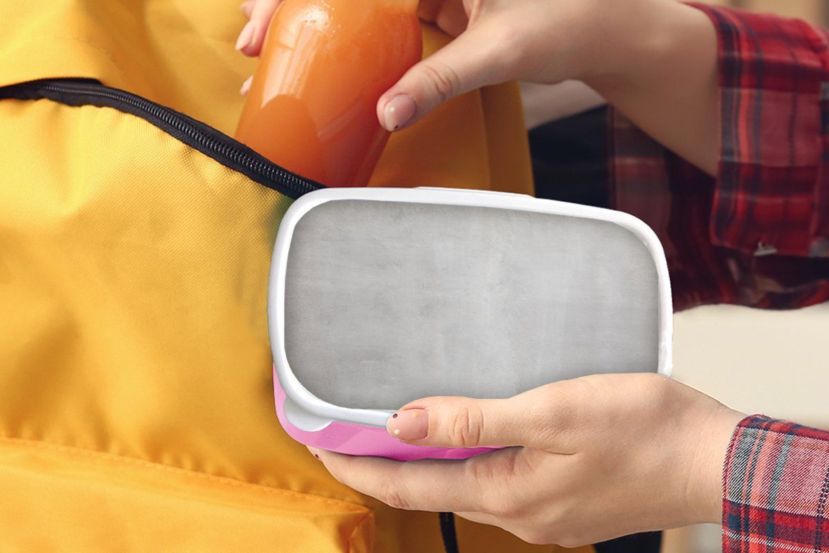 Kunststoff - Brotdose (2-tlg), Mädchen, Brotbox Beton Zement Grau Strukturiert, für Kunststoff, Snackbox, - - Industriell MuchoWow - rosa Erwachsene, Lunchbox Kinder,
