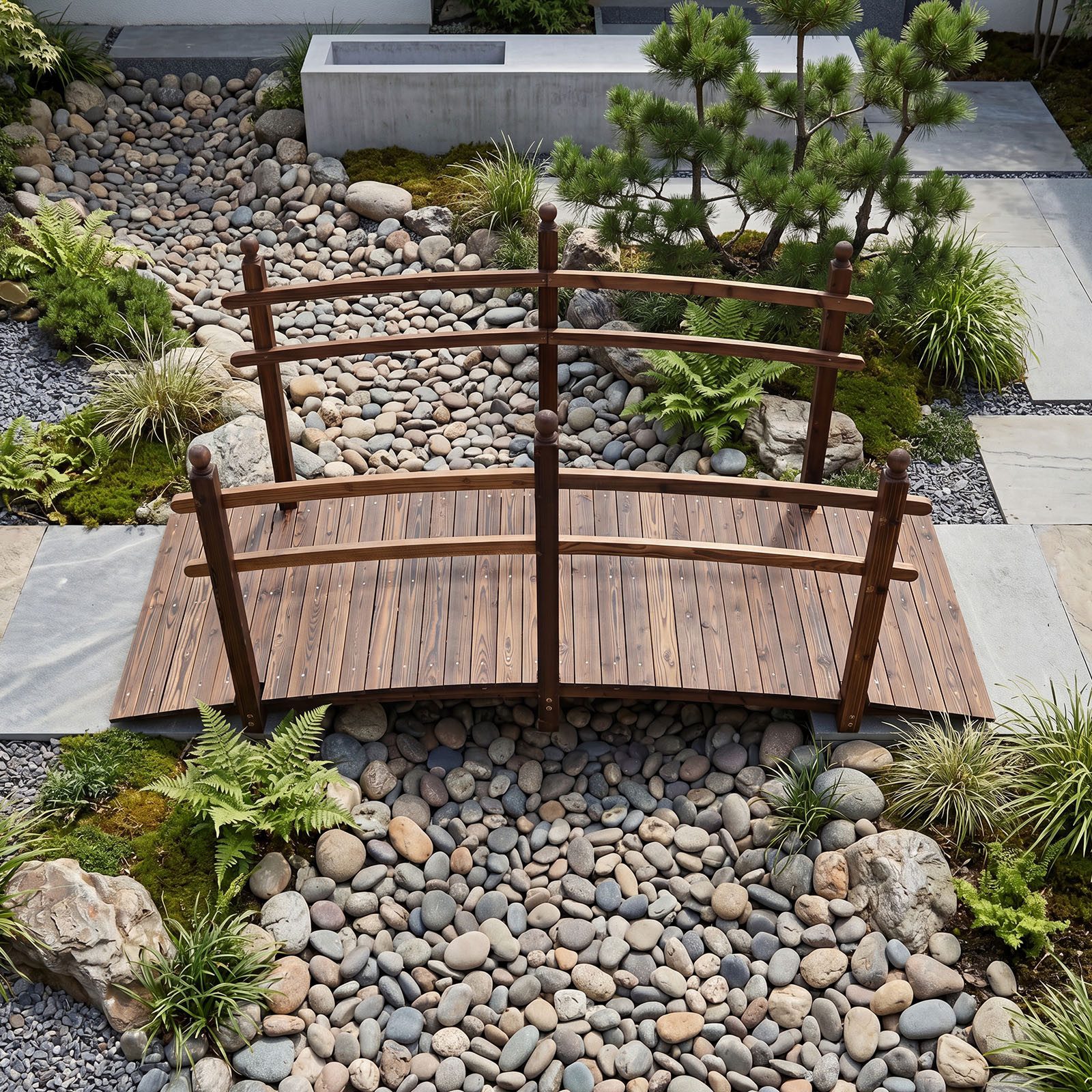 COSTWAY Gartensteg, 73x230 cm, Teichbrücke begehbar, Gartenbrücke bis 500 kg