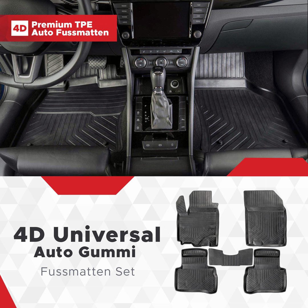fussmattenprofi.com Car doormat 4D universal car rubber floor mat set (1 piece), Peugeot 3008, Jaguar F-Pace, Tesla Model ix35, Fiat 500/500C, Toyota Avensis, Volkswagen Polo, Volvo V90, Jeep Wrangler, BMW i3, Jaguar F-Type, Renault Taliant, Audi Q3, Chevrolet Camaro, Volkswagen Golf, Mercedes Sprinter, Volkswagen ID3, BMW 3, Scania R Series, Citroen Berlingo, Opel Astra, Volvo XC90, Ford Tourneo Connect, Smart Forfour EQ, Fiat 500 X, Mercedes Axor, Hyundai Kona (Hybrid), Volkswagen Passat, Skoda Fabia, Jaguar XE, Alfa Romeo Giulia, Nissan Qashqai, Fiat 500, Ford Focus, Ford Tourneo, BMW X1, Opel Vectra, Mercedes Citan, Seat Leon, Skoda Karoq, BMW X6, Opel Combo D, Ford Mustang, Renault CAPTUR Hybrid, Opel Grandland