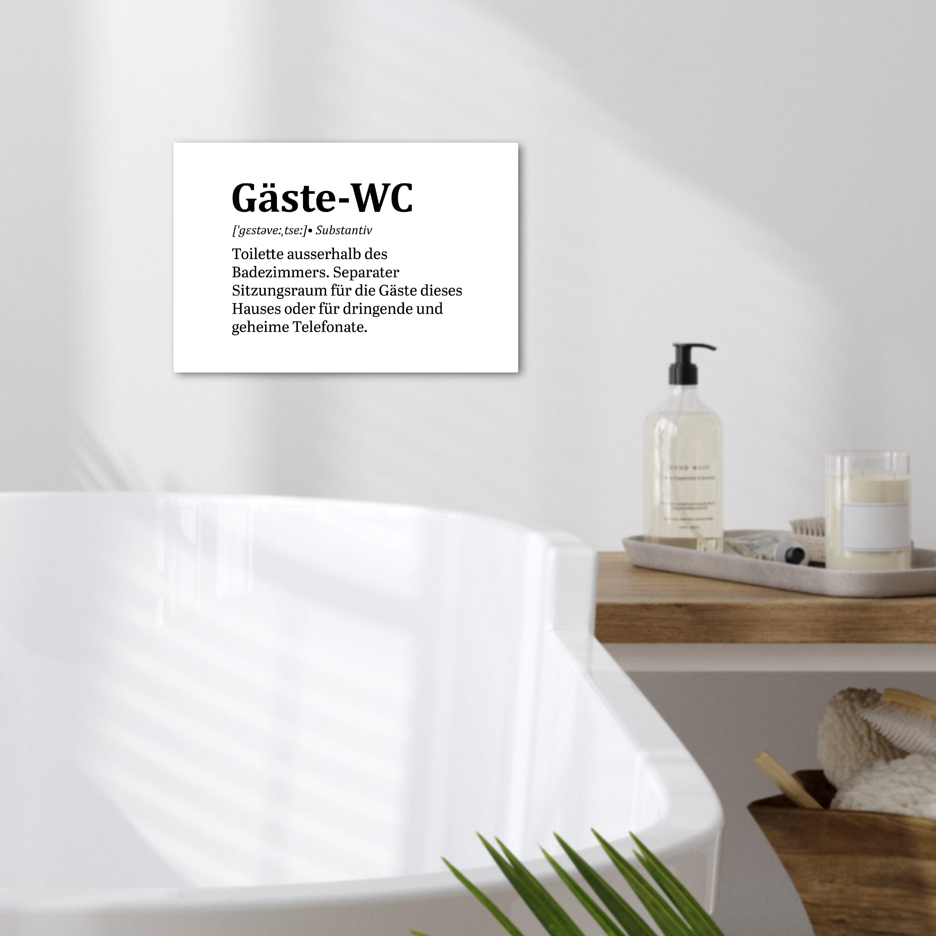 OneMillionCanvasses® Leinwandbild Zitat - Definition - Gäste-wc - Weiß, Fotodruck (1 St), Bilder für Badezimmer, Bad und Toiletten Deko, Bild WC 30x20 cm – Bild 2 von 5