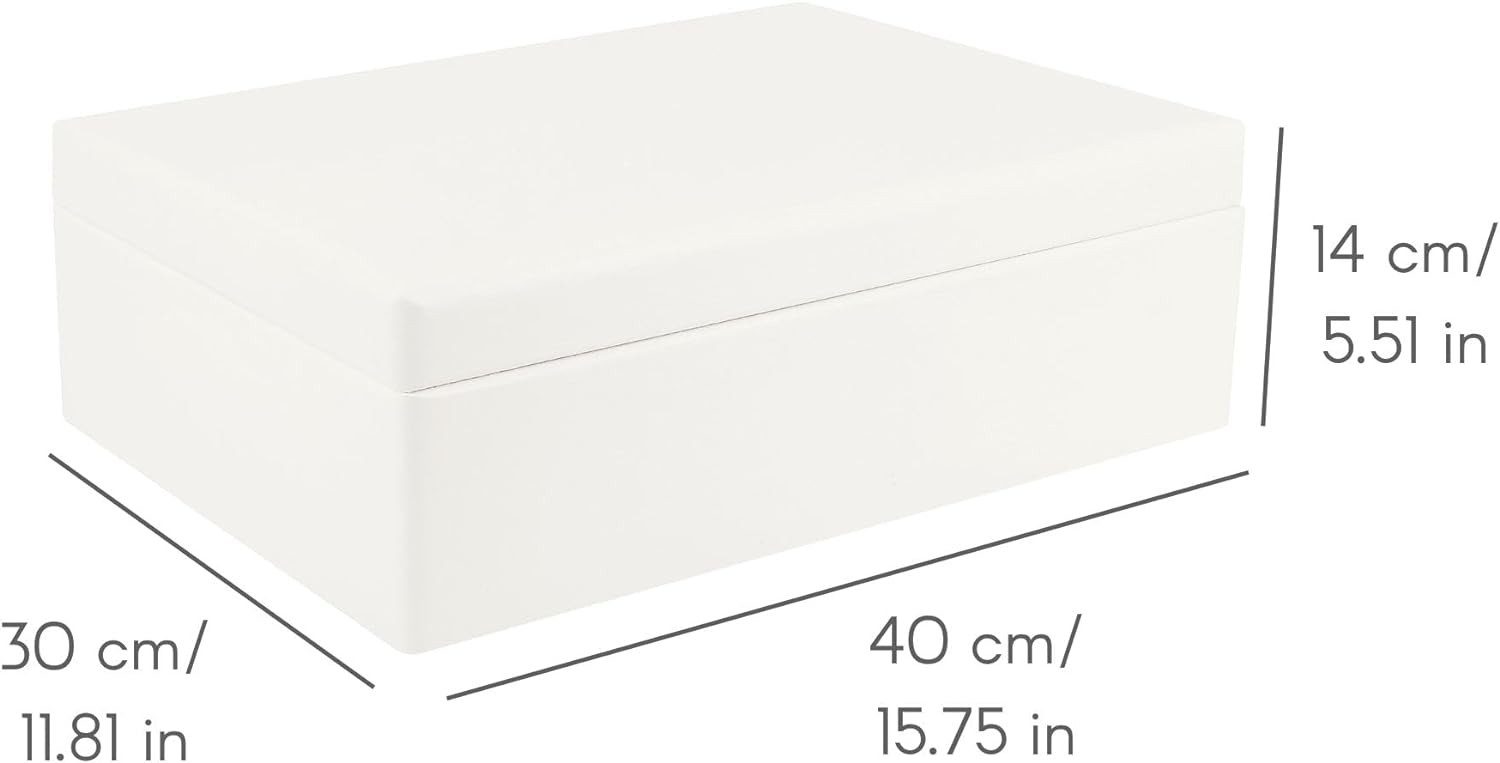 Creative Deco Holzkiste XL Große Holzkiste mit Deckel, 40x30x14 cm, Erinnerungsbox Baby, abgerundete Kanten