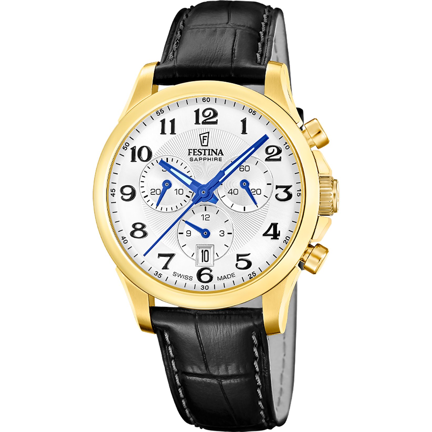 Festina Chronograph Limited Edition F20099_1S, Quarzuhr, Armbanduhr, Herrenuhr, Swiss Made, Lederarmband, analog, Tag