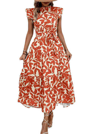 AFAZ New Trading UG Sommerkleid Modisches Damenkleid mit Ohrensaum und fliegenden Ärmeln