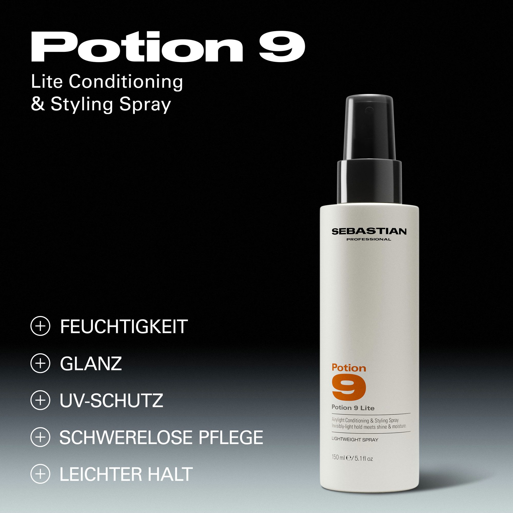 Sebastian Professional Haarpflege-Spray Potion 9 Lite, für geschädigtes, trockenes, glanzloses und widerspenstiges Haar