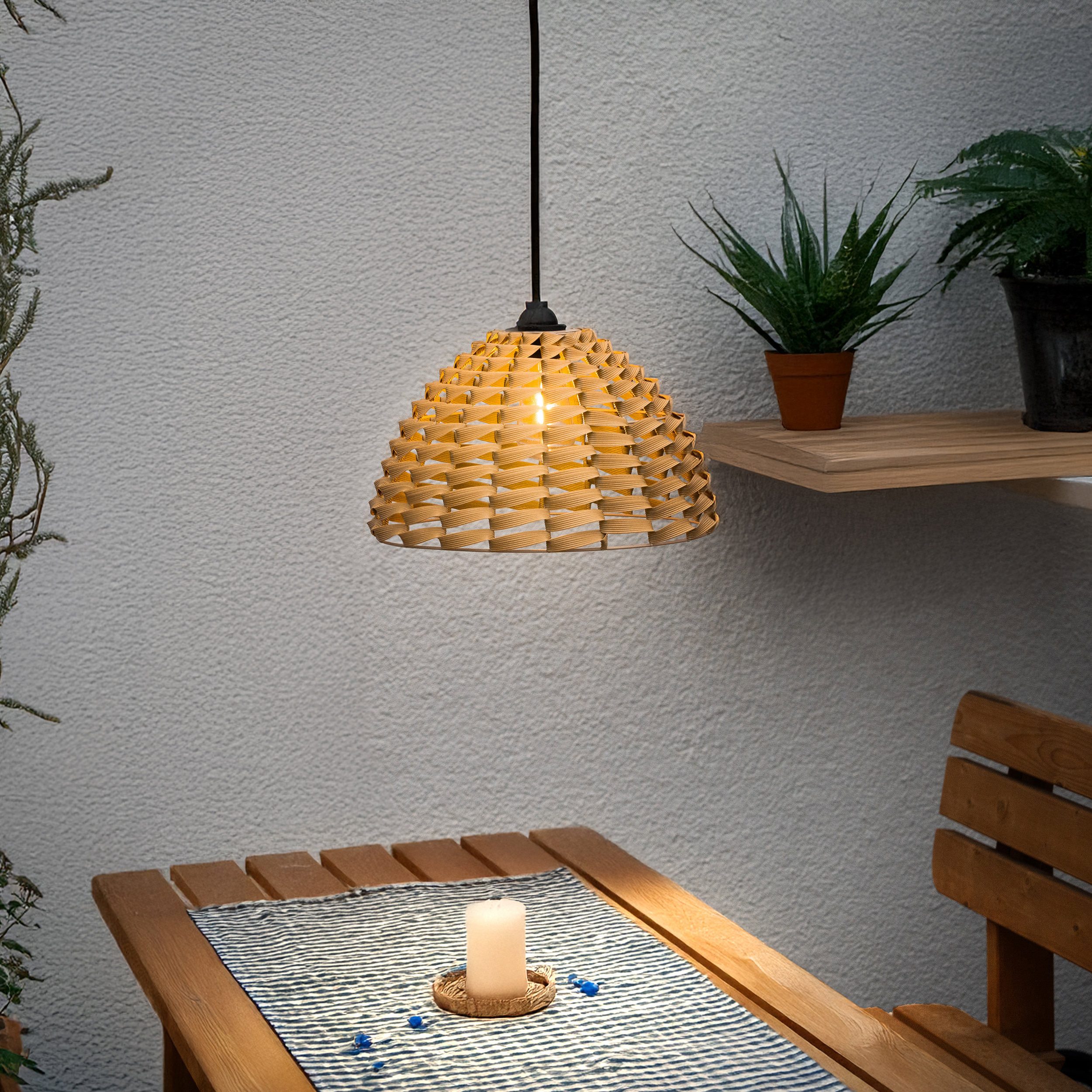 esotec LED-Hängeleuchte Solar Hängeleuchte Shinara 36x21cm warmweiß Akku Solarmodul 102285, LED fest integriert