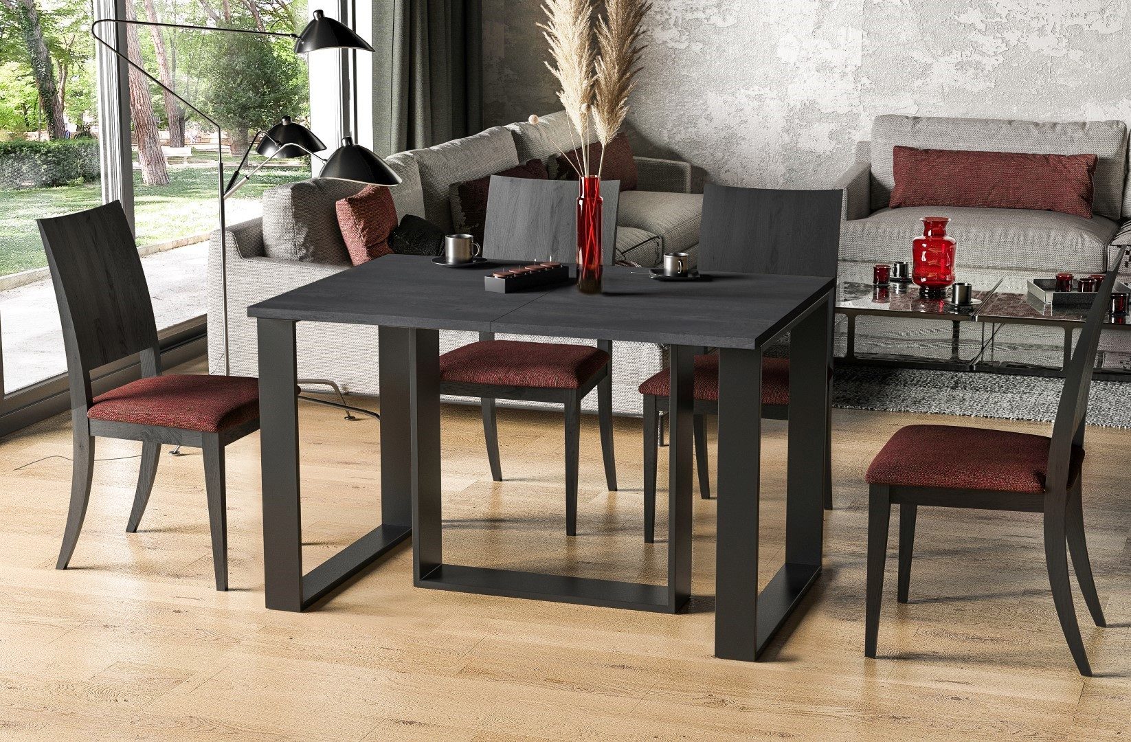 Endo-Moebel Kulissen-Esstisch "Borys 290" 130cm-290cm Kufengestell Metall K günstig online kaufen