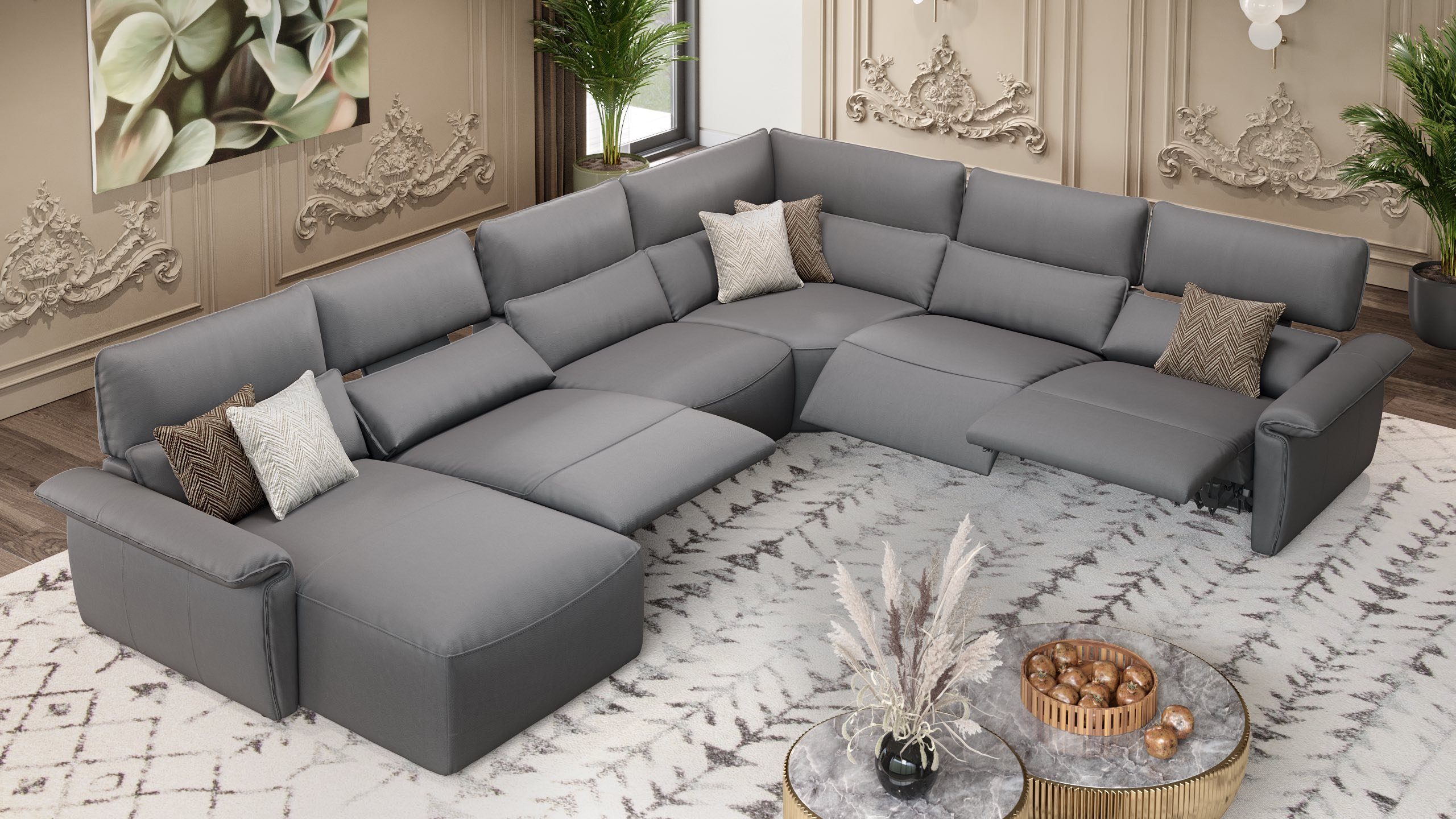 Sofanella Wohnlandschaft Leder MERIDA, Wohnlandschaft, Ecksofa, Sofalandschaft, XXL Sofa, Leder Sofas