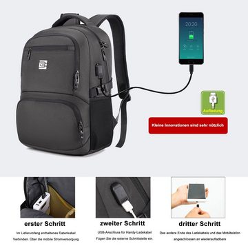 REDOM Laptoprucksack Laptop Rucksack Rucksäcke Schulrucksack Wasserbeständig Laptoptasche (Laptop Notebook Tasche Schule Uni Rucksack, mit USB-Lade-Anschluss, Anti-Diebstahl, Backpack mit Laptopfach), Herren Damen Jungen Teenager Freizeit Arbeit Business Reisen