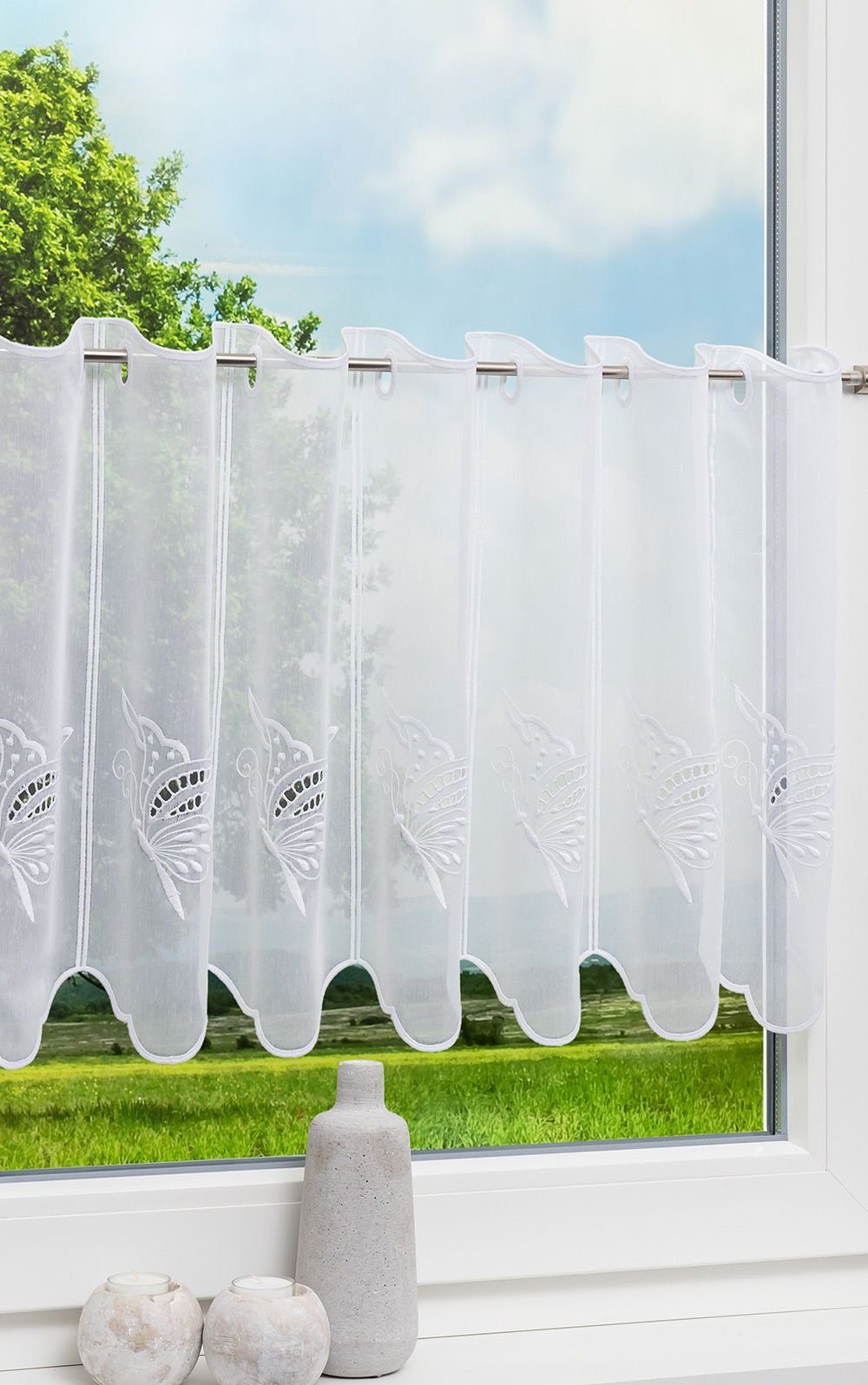 transparent, Scheibengardine LYSEL®, 45x49.5cm (1 HxB St), Schmetterlingstraum,