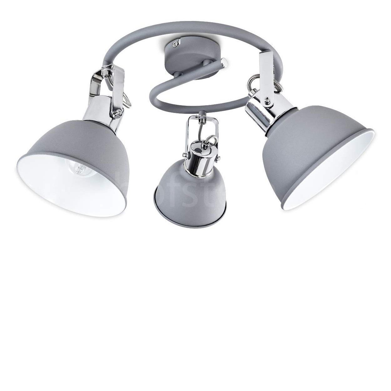 hofstein Deckenleuchte »Samone« runde Deckenlampe aus Metall in Grau/Weiß, ohne Leuchtmittel, mit verstellbaren Strahlern, 3xE14, Spot im Retro/Vintage Design. € 49,99