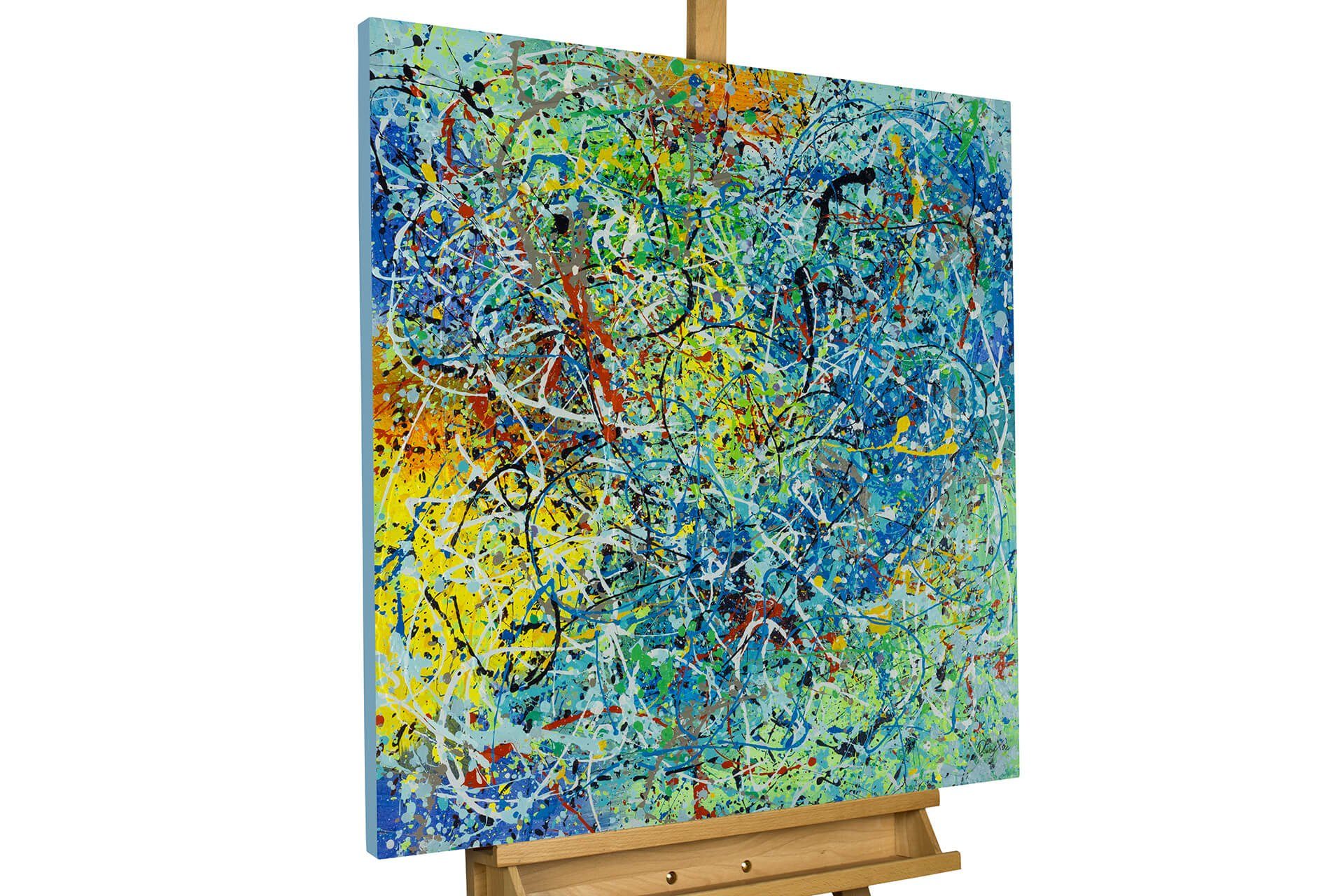 KUNSTLOFT Картина Zauber der Farben 80x80 cm, Leinwandbild 100% HANDGEMALT Wandbild Wohnzimmer
