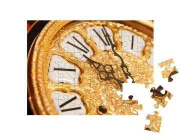 puzzleYOU Puzzle Goldene Uhr mit römischem Ziffernblatt, 48 Puzzleteile, puzzleYOU-Kollektionen Uhren