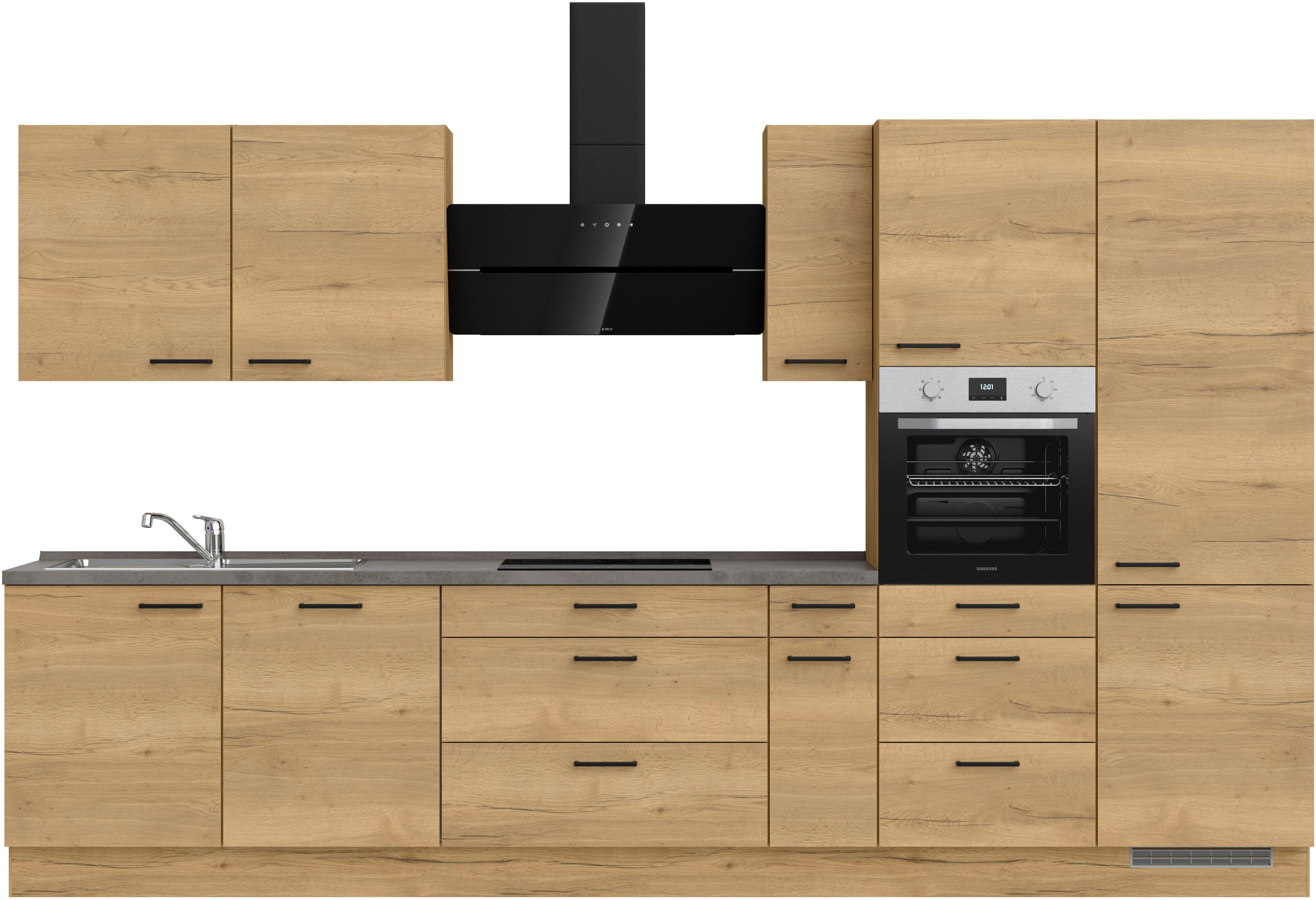 nobilia® Кухніzeile "Structura II", vormontiert, Ausrichtung wählbar, Breite 360 cm, wahlw. mit E-Geräten