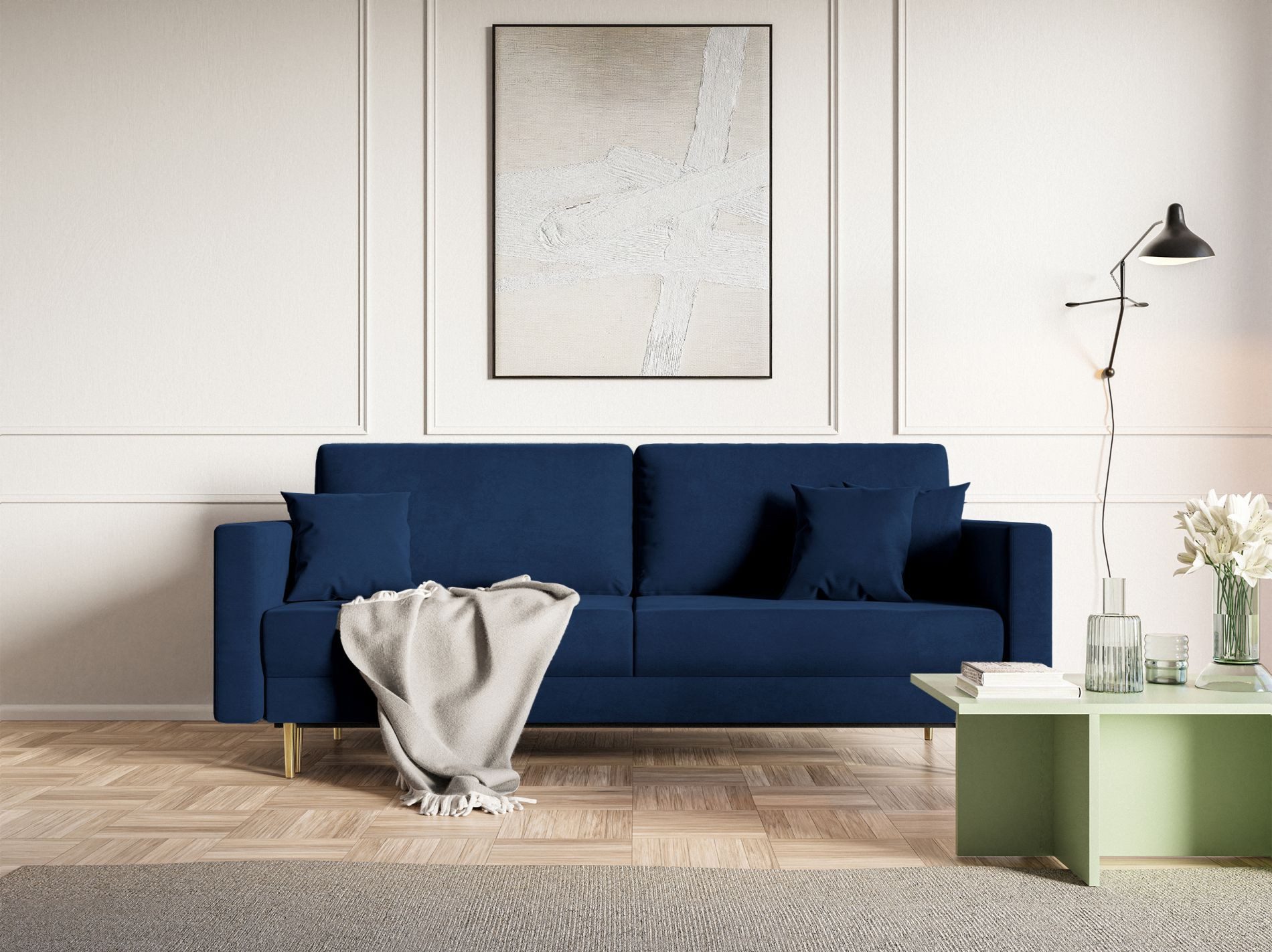 Selsey Schlafsofa VALICO, mit wasserabweisendem Samtbezug, Bettkasten, Zierkissen