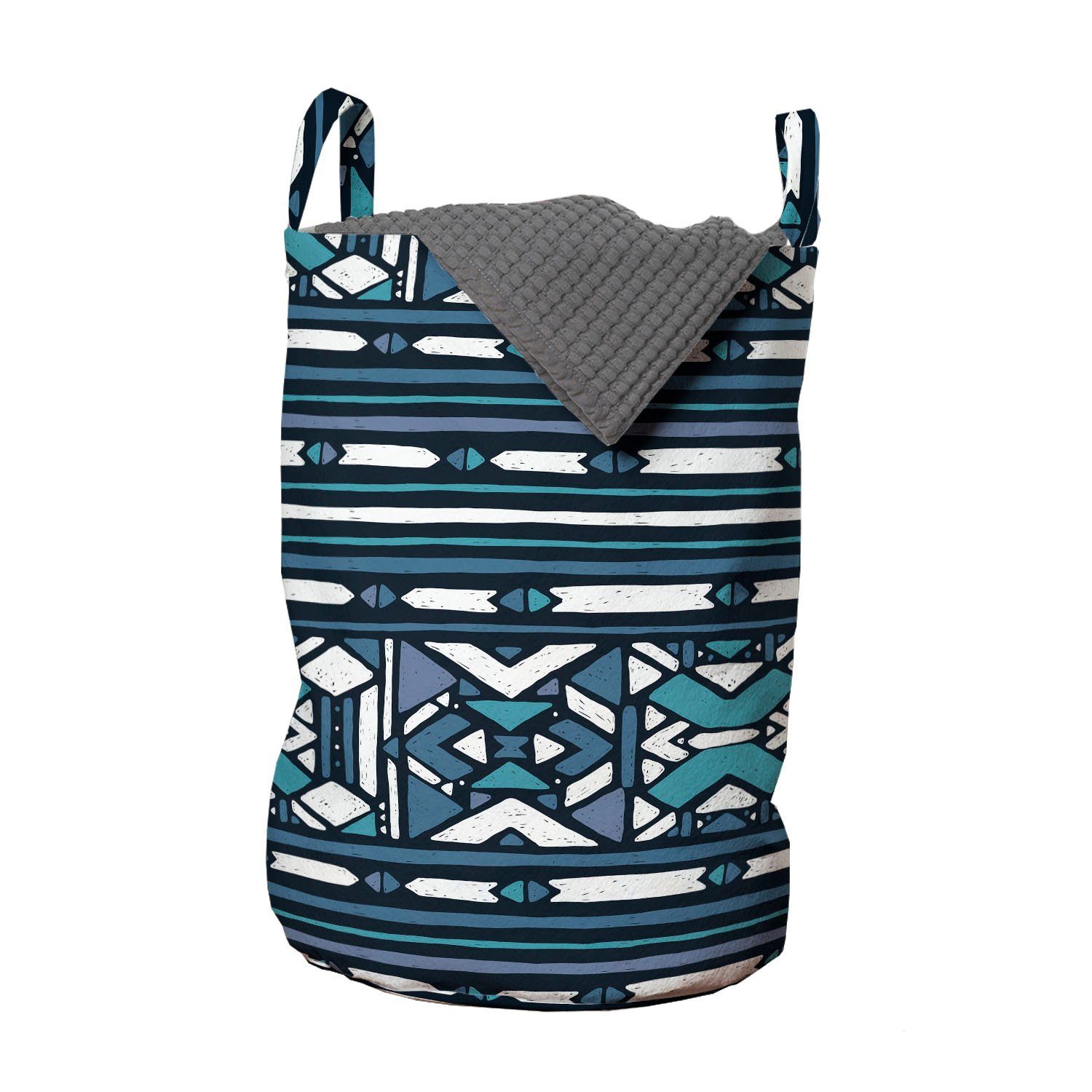 Abakuhaus Wäschesäckchen Wäschekorb mit Griffen Kordelzugverschluss für Waschsalons, aztekisch Primitive Geometrische Formen