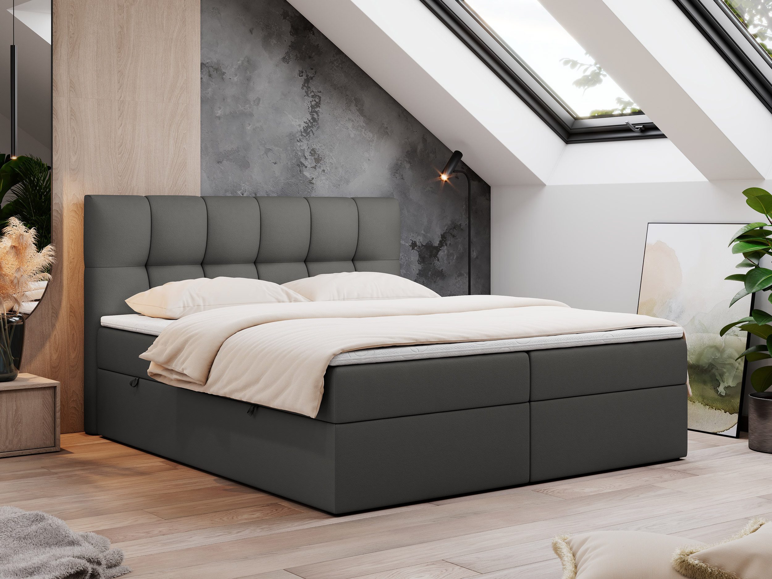 MKS MÖBEL Boxspringbett Rico (Set, Packung, T30-Schaum, Polsterbett, 7 Härt günstig online kaufen