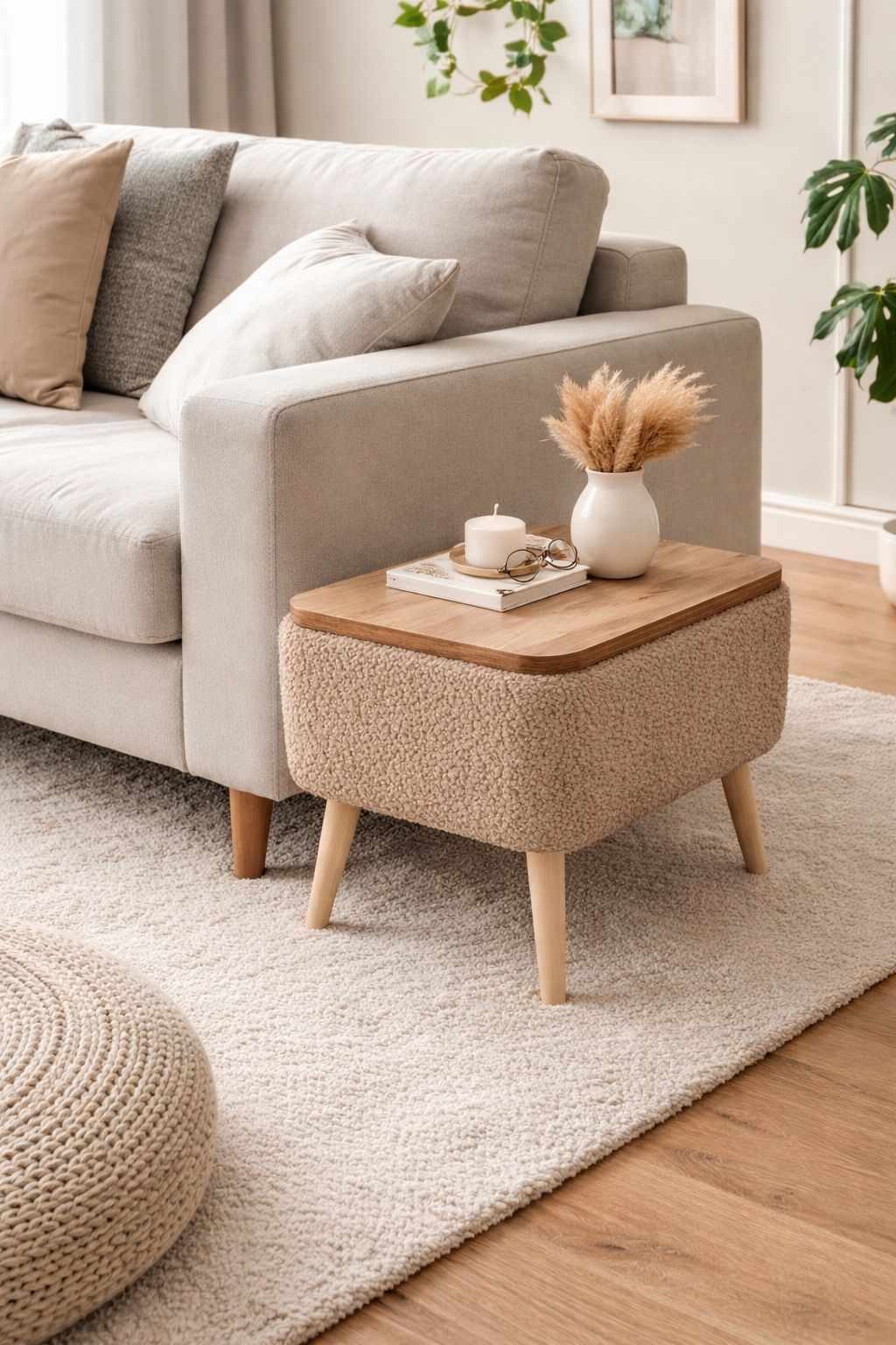 Skye Decor Beistelltisch Snug Japandi (1-St), Teddy-Optik mit Stauraum – Bild 3 von 4