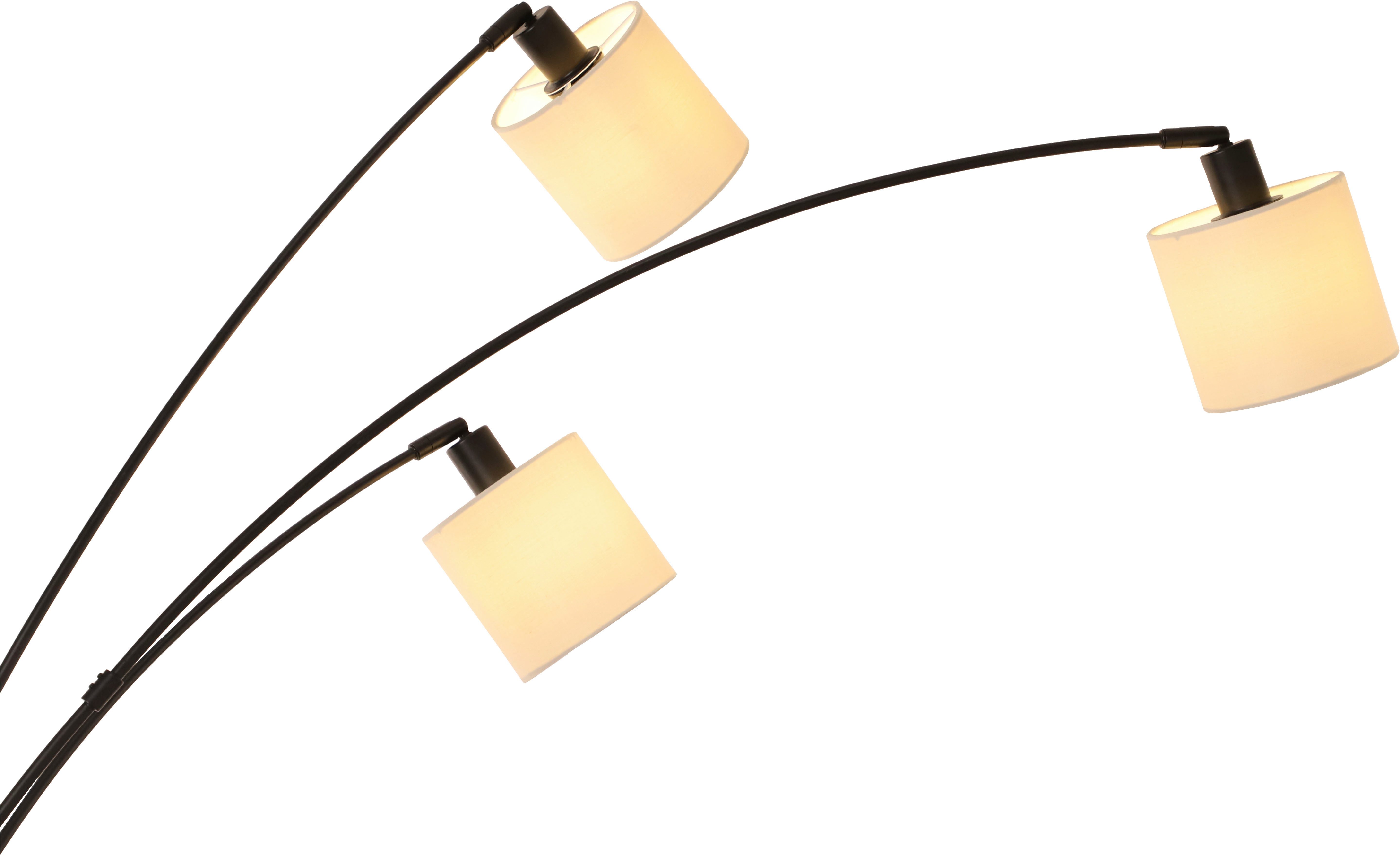 my home Stehlampe Ahrhütte, ohne Leuchtmittel, Stehlampe, 3-flammig mit Leinenschirm, 148 cm hoch, Bogenlampe