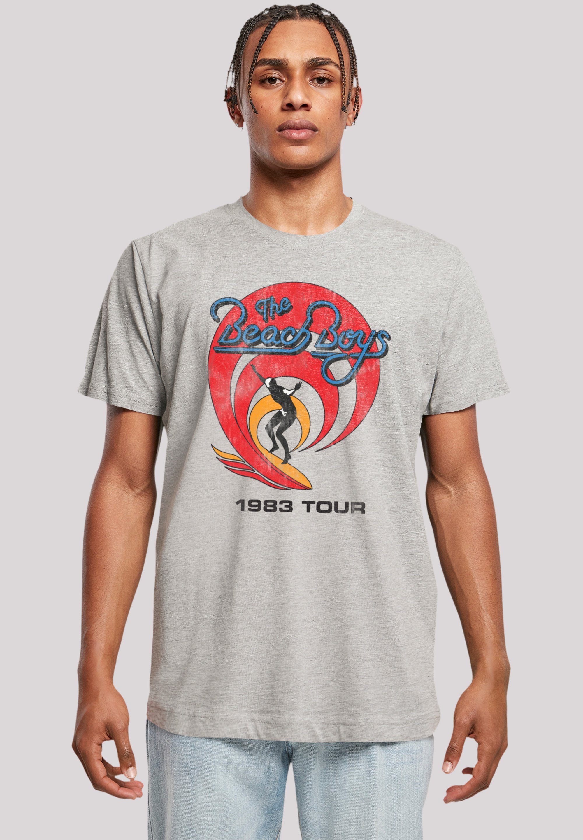 F4NT4STIC T-Shirt The Beach Boys Surfer '83 Vintage Print heather grey