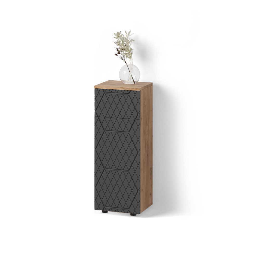Livinity® Midischrank Ronco, Anthrazit gestreift/Goldkraft Eiche, günstig online kaufen