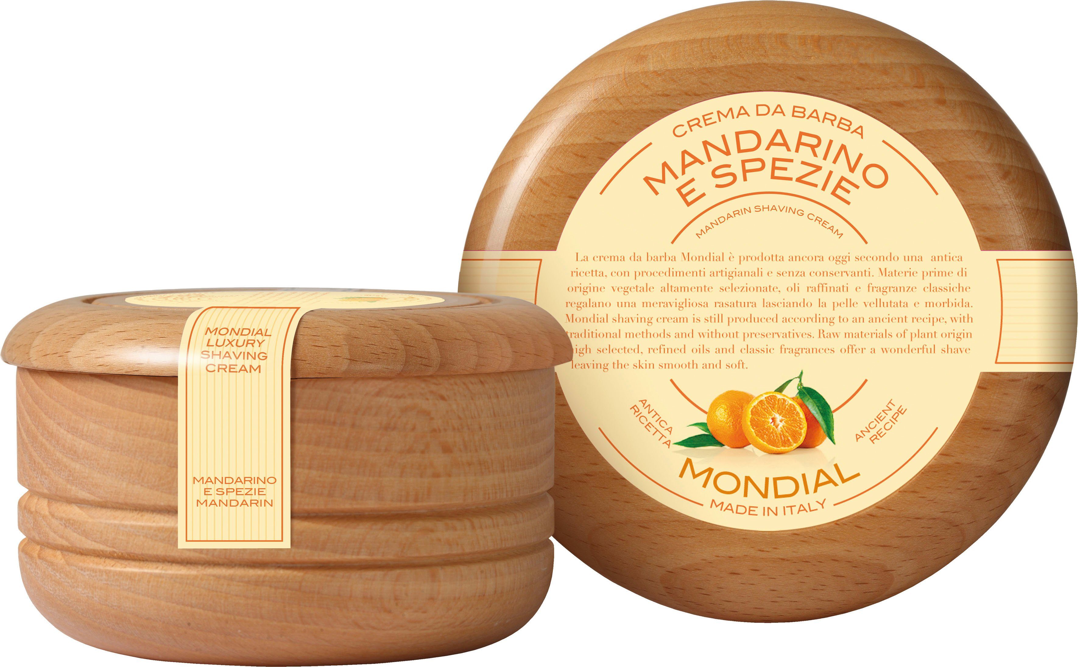 Mondial Antica Barberia Rasiercreme Luxury Shaving Cream Wooden Bowl Mandarino e Spezie | Rasiergele