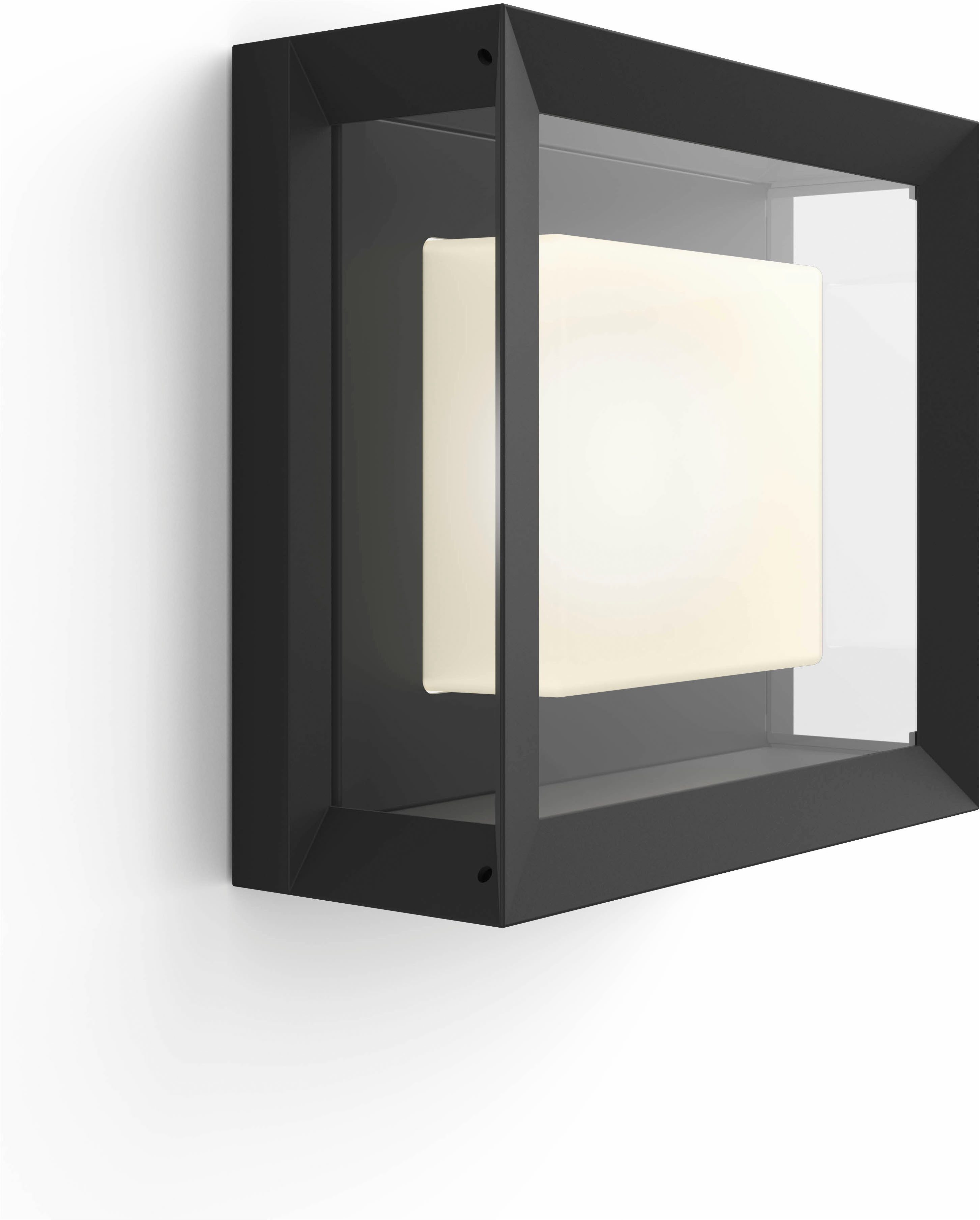 Philips Hue LED Außen-Wandleuchte Outdoor White & Color Ambiance Econic quadratisch schwarz, Abschaltautomatik, Bluetooth, CCT - über Fernbedienung, Dimmfunktion, Einschlafhilfe, Farbsteuerung, Farbwechsel, Memory, nach Trennung vom Netz, Nachtlichtfunktion, RGB, Smart Home, Timerfunktion, Weckerfunktion, dimmbar über Fernbedienung, mehrere Helligkeitsstufen, LED fest integriert, Farbwechsler, RGB, warmweiß - kaltweiß, Steuerbar per App und Stimme, Smart Home fähig, Farbfähig und Weißtöne