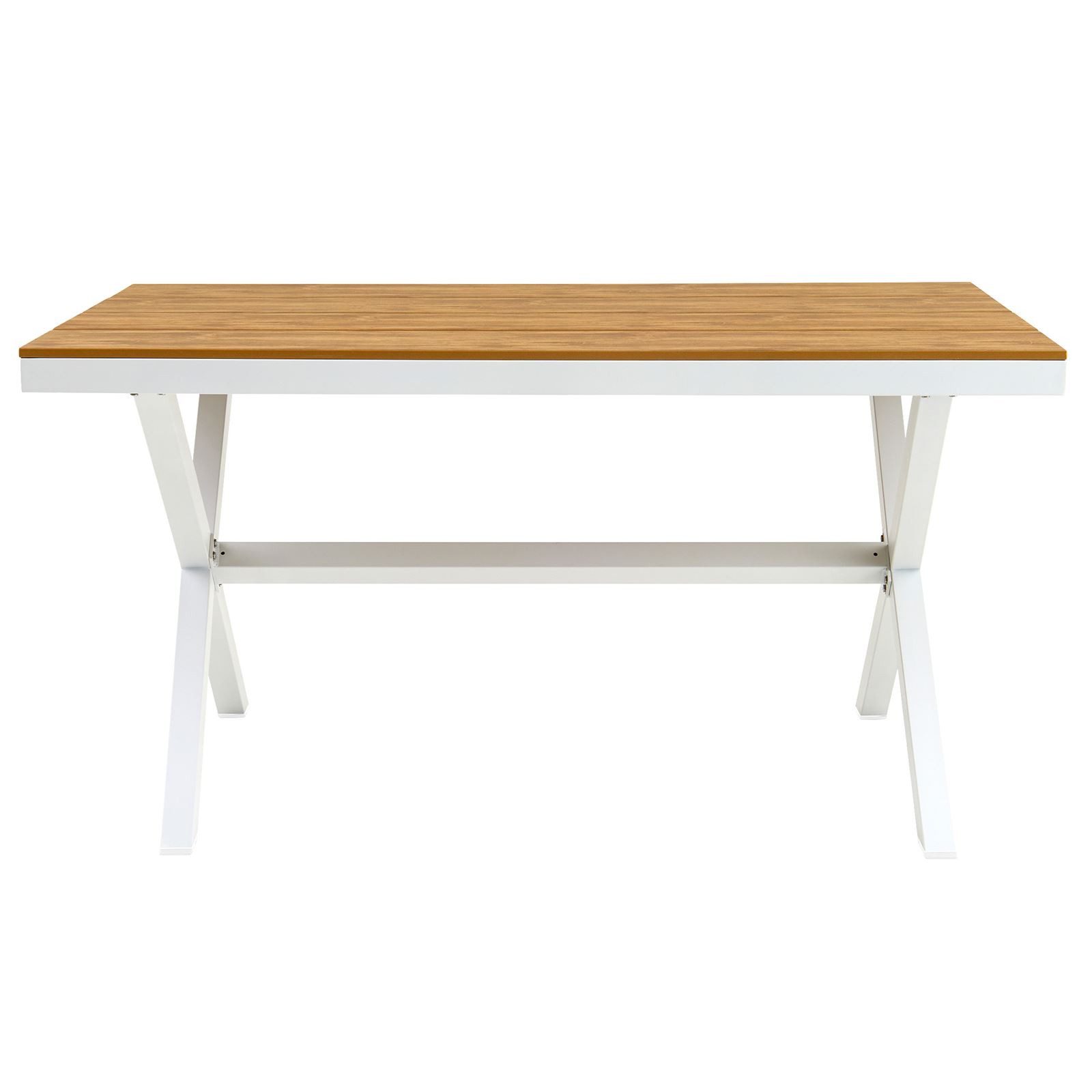 IDIMEX Gartentisch WINDY, Outdoor Tisch 150x90cm wetterfest aus Alu & WPC Holzoptik weiß/natur