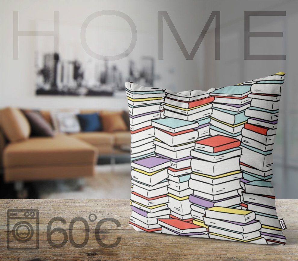 Kissenbezug, VOID (1 Stück), Buch Roman Wohnzimmer Sofa-Kissen Druck Lesen Papier Bücher Geschichten Schreibwaren Bibliothek Muster