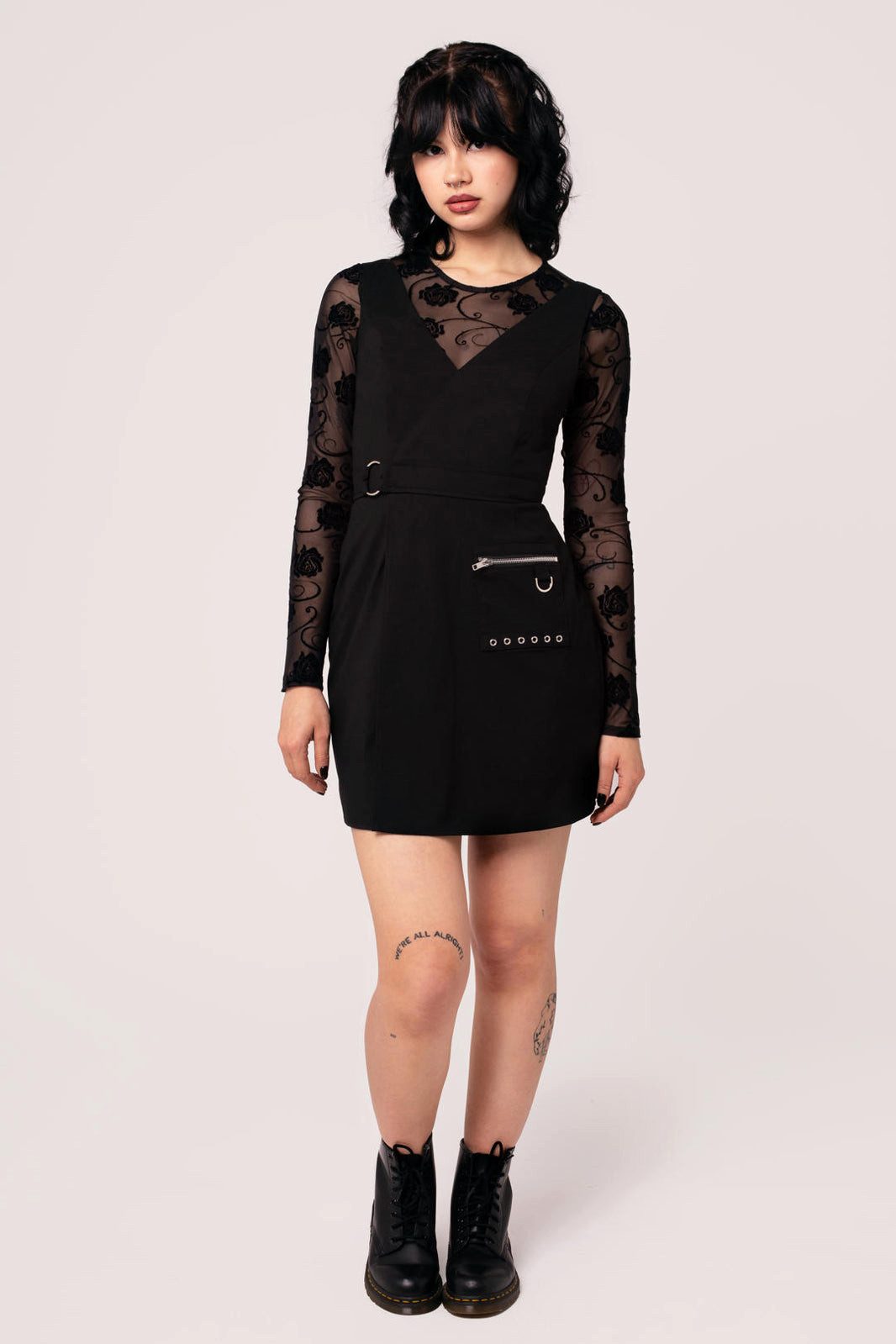 Hell Bunny Minikleid Mallory Pinafore Punk Gothic Goth Wickelkleid