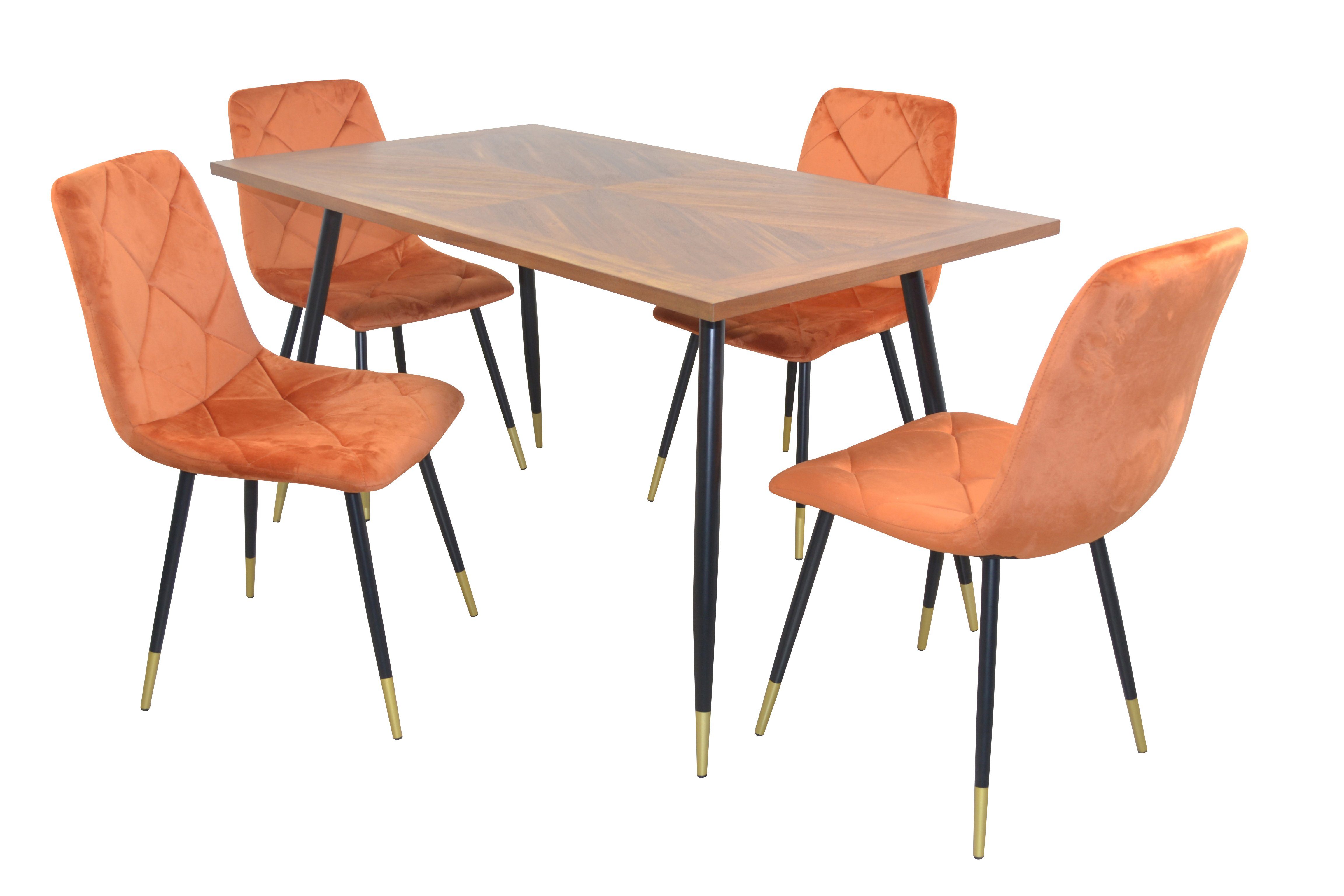 Essgruppe Stühle) (Spar-Set, Esstisch vier moebel-direkt-online 5tlg., und terra