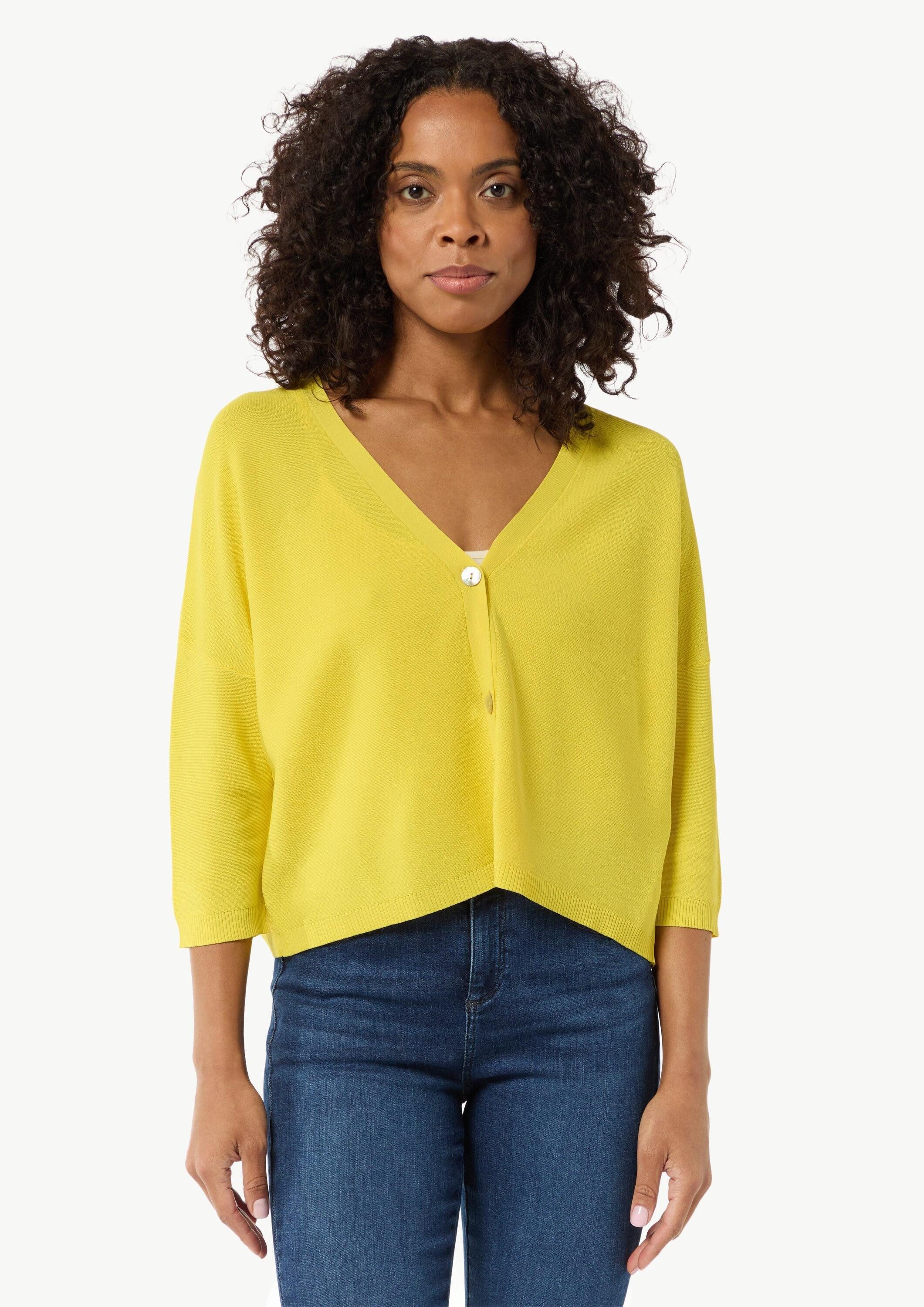 comma Cardigan Strickjacke Strickjacke im Boxy-Look mit Perlmuttknopf