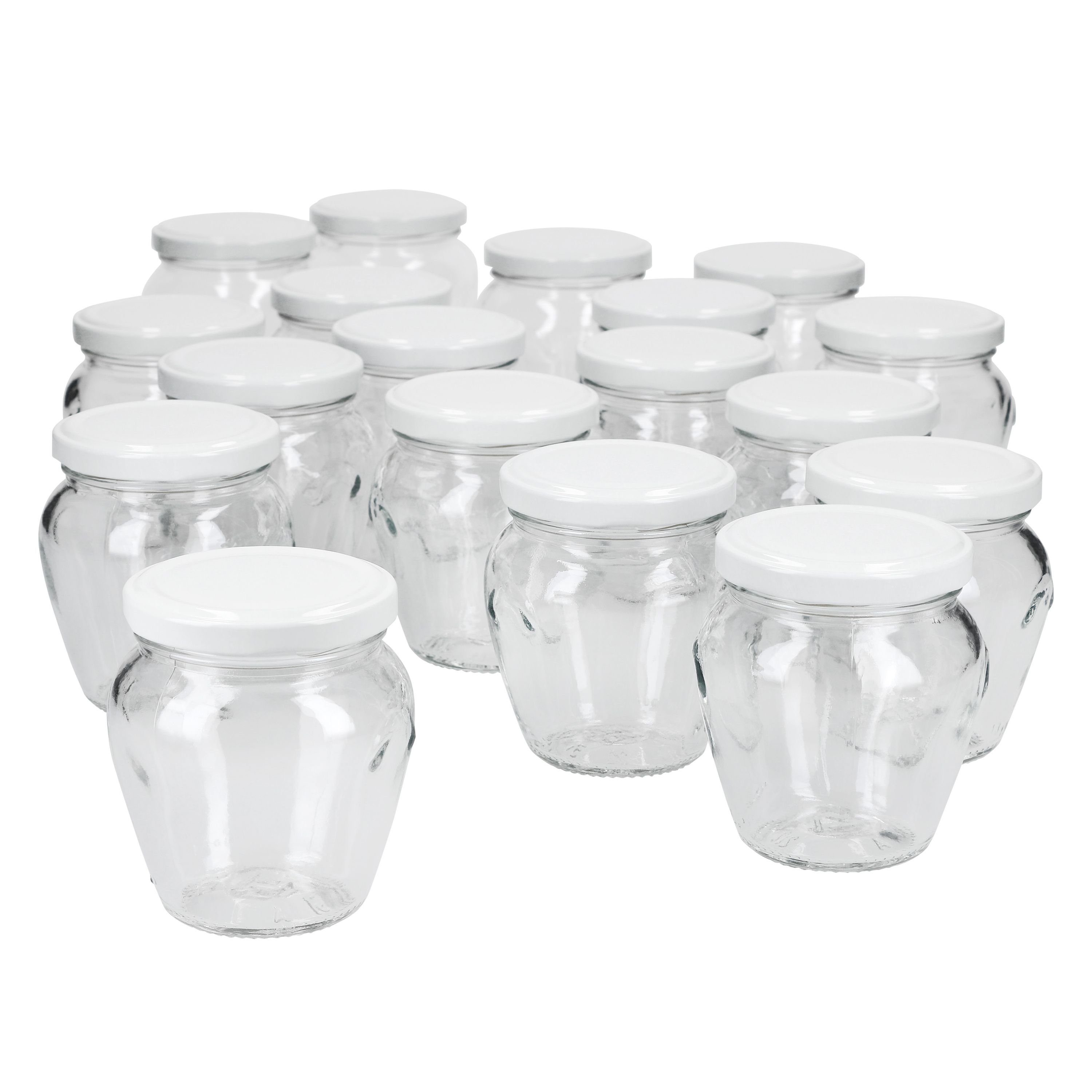 Vaso Glas Deckel MamboCat Marmeladenglas + Vorratsglas weiß, 212ml To63 Orcio 18er Set