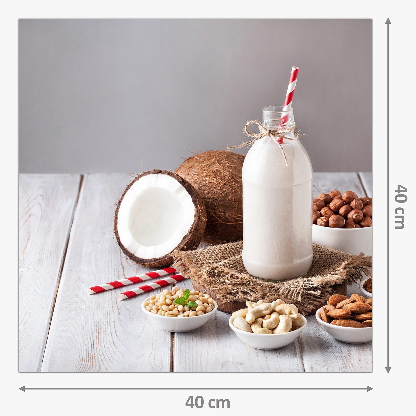 Kokosnuss Küchenrückwand Motiv Primedeco mit und Spritzschutz Küchenrückwand Glas Milch