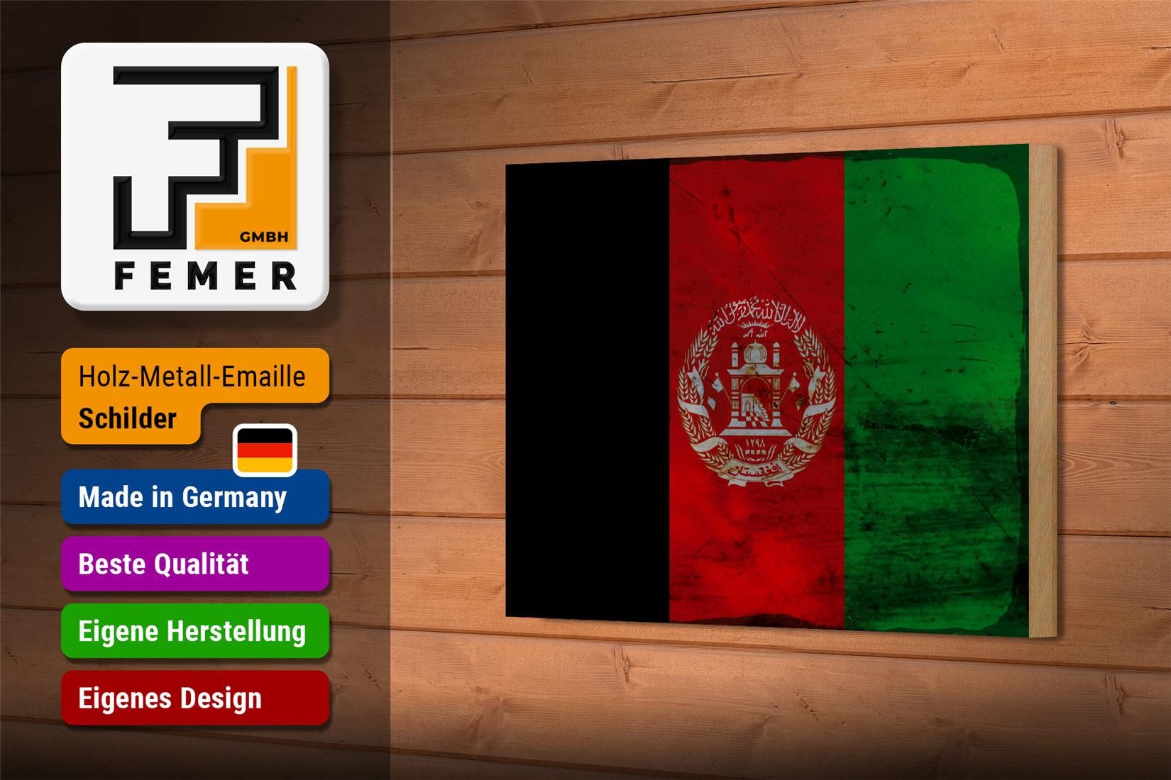 Femer GmbH Holzbild Flagge Afghanistan 18x12 cm Afghanistan Rost, Flaggen (1 St), Glatte Holzfaserplatte (MDF), vorn beschichtet
