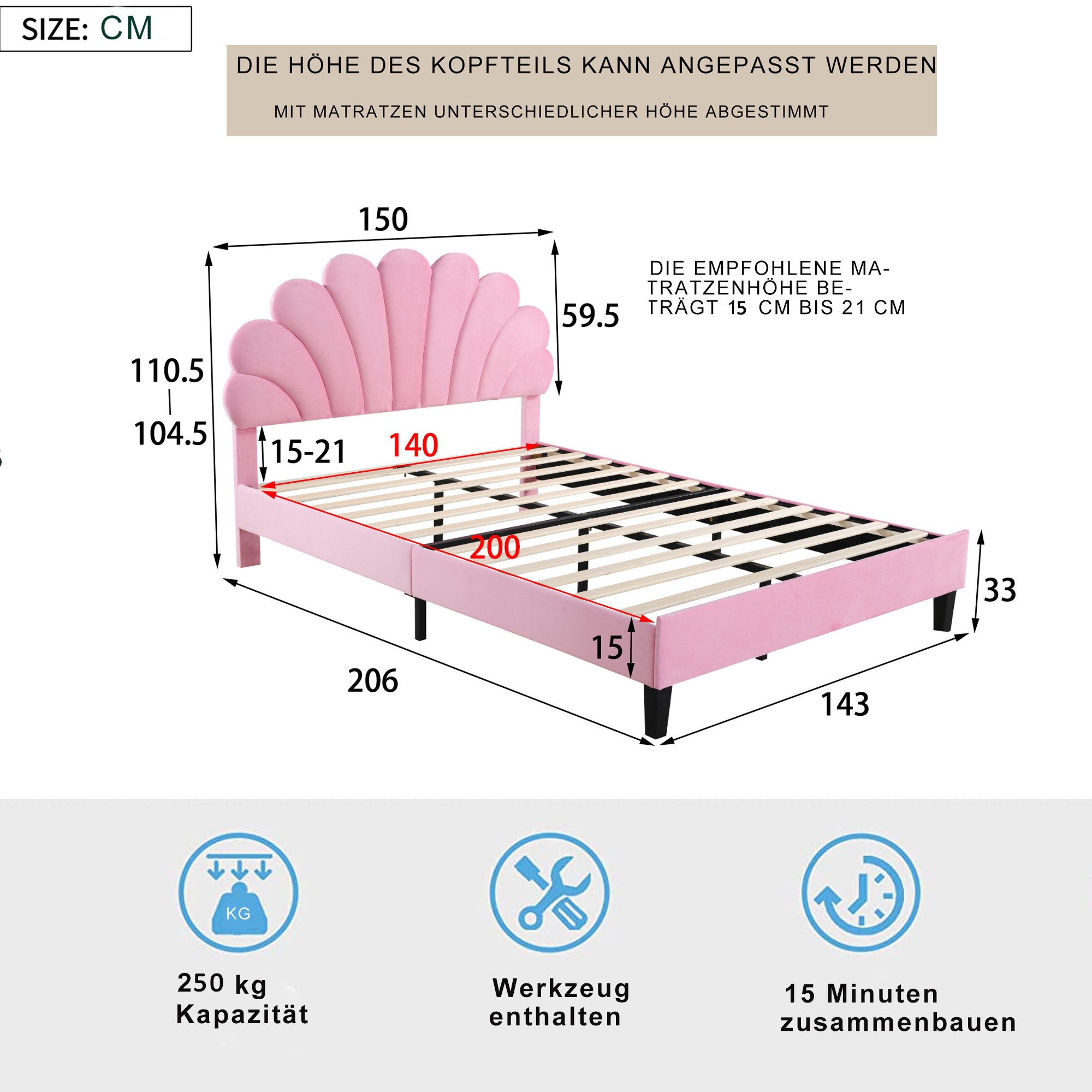 Ulife Polsterbett Einzelbett Kinderbett Gästebett Mädchenbett günstig online kaufen
