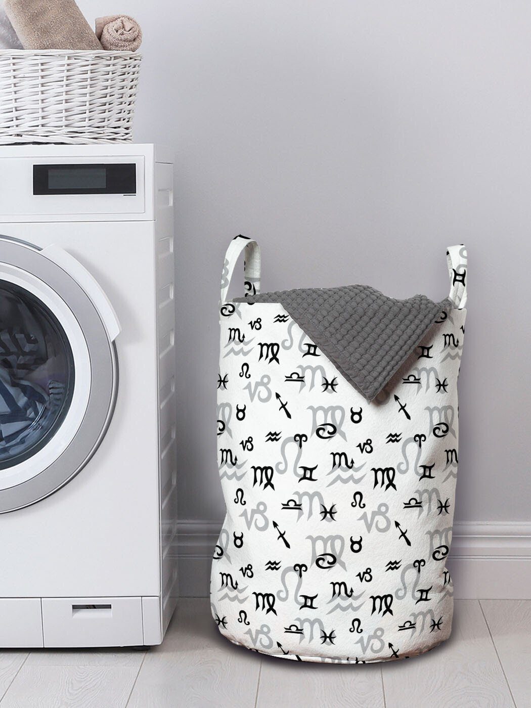 Waschsalons, Kordelzugverschluss Wäschesäckchen Wäschekorb Einfarbig Griffen für Astrologie Abakuhaus mit