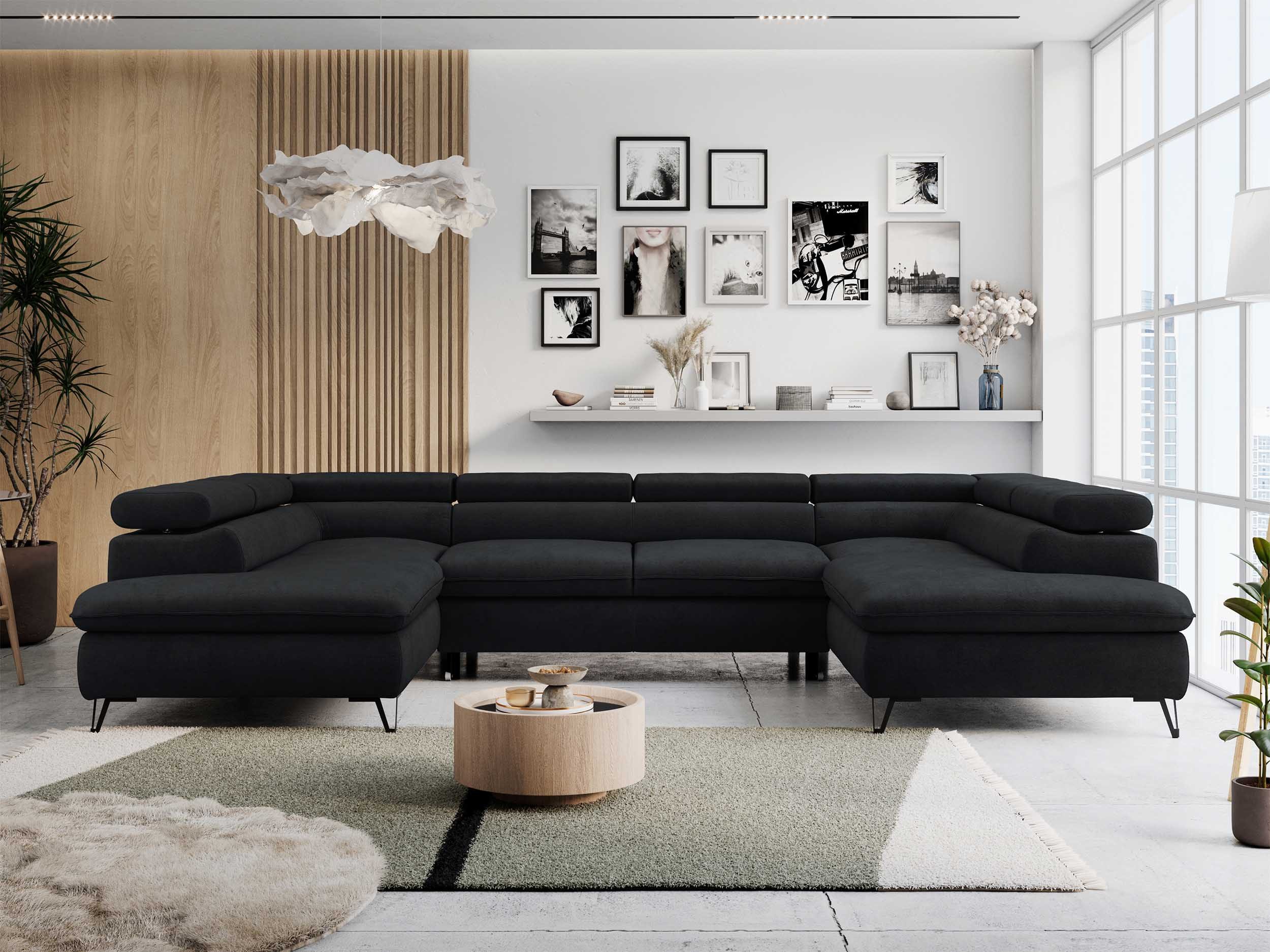 MKS MÖBEL Ecksofa PETER U, Set, Ecksofa U-Form, Wellenfedern, HR35-Schaum, form, Sofa big XXL, Bettkasten, Bettfunktion, Einstellbare Kopfstützen