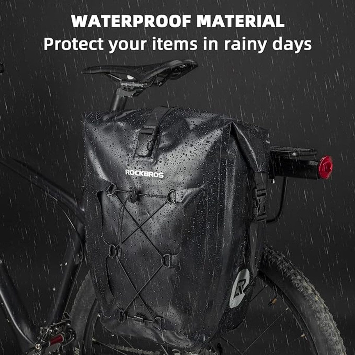 ROCKBROS Fahrradtasche, Wasserdichte Fahrradträgertasche mit erweiterbarem Stauraum